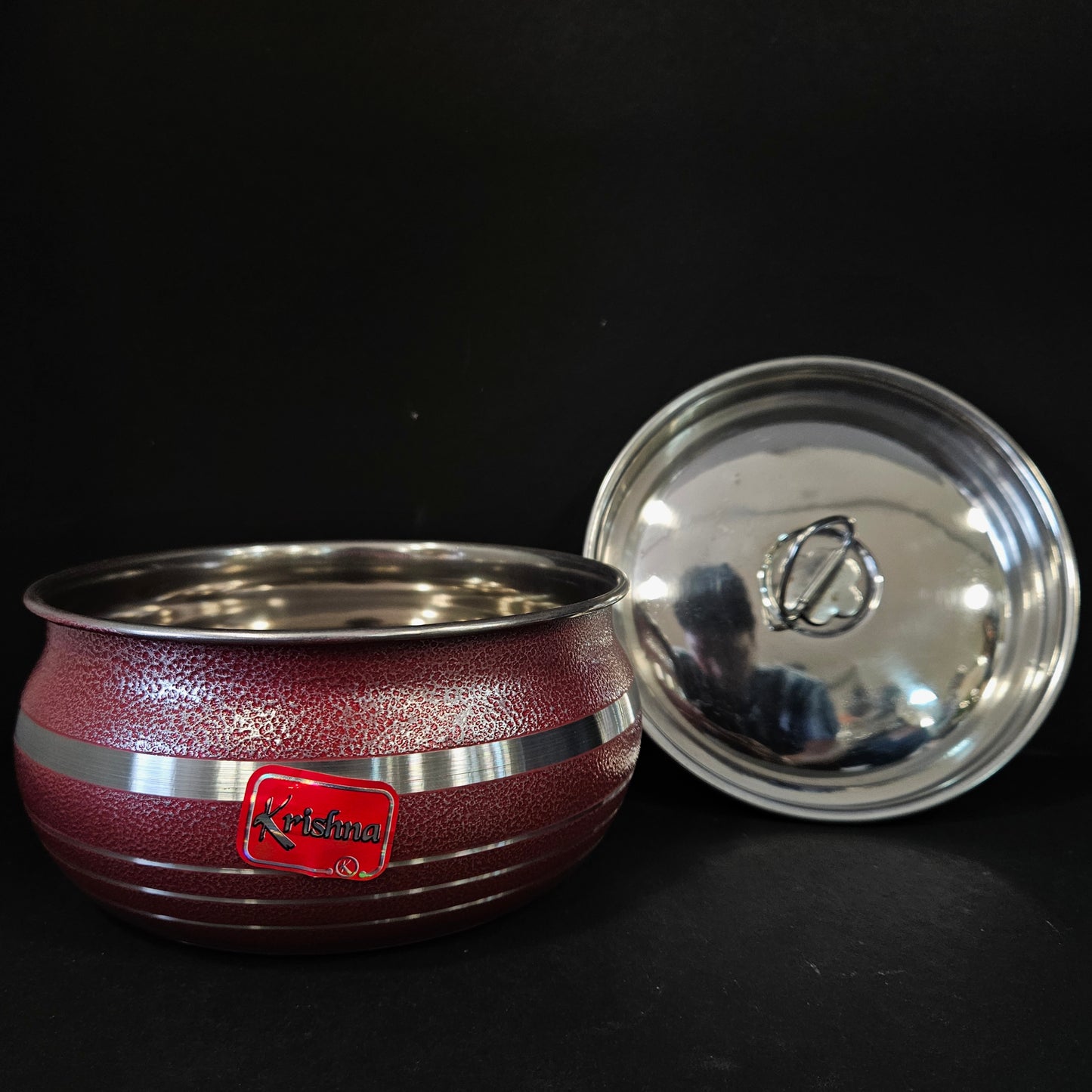 Stainless Steel Heavy Bottom Patila Heavy Cook and Serve Cookware Pots Big size Container Bowl with lid