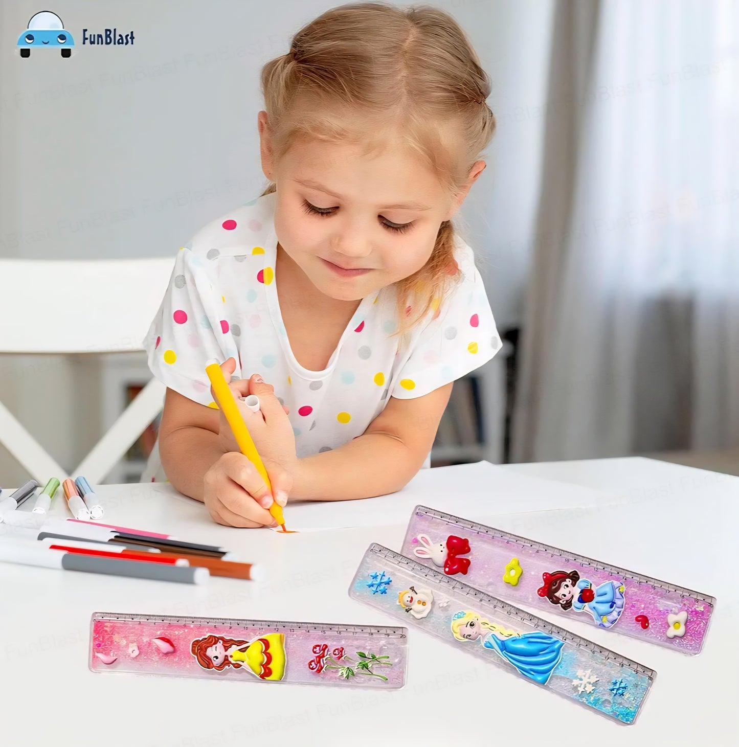 Kids Glitter Scale Ruler Set - Cute Scale for School Stationery Princess