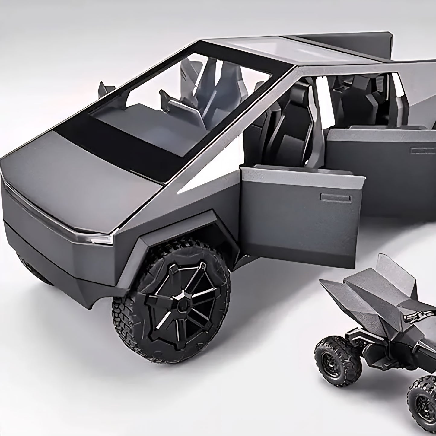 Tessla Pickup Trailer Toy Car | Realistic Model with Working Features - Diamond Black Diecast car