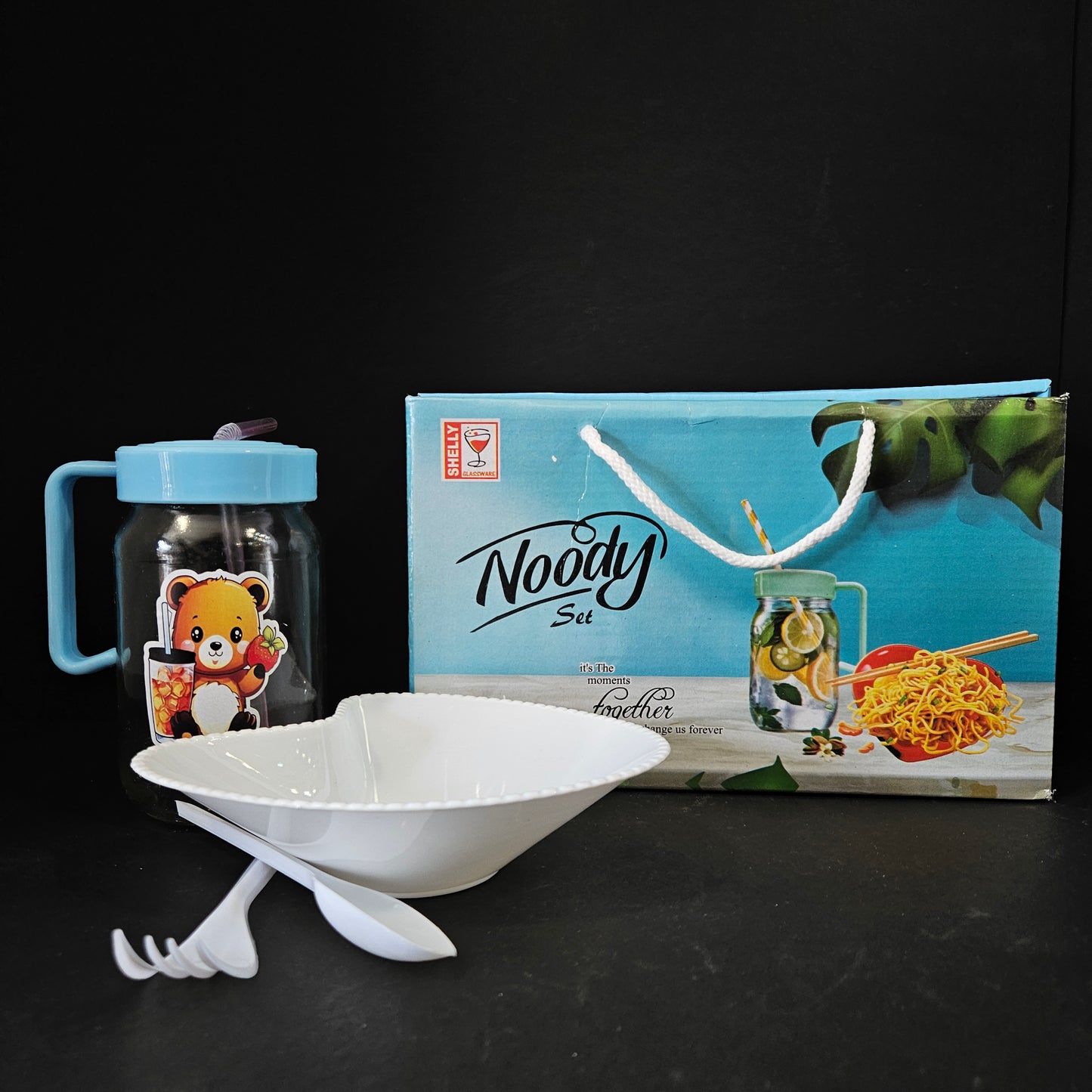 Shelly glassware Noody set 1+1 piece set it's the moments together that change us forever for kids return gifts