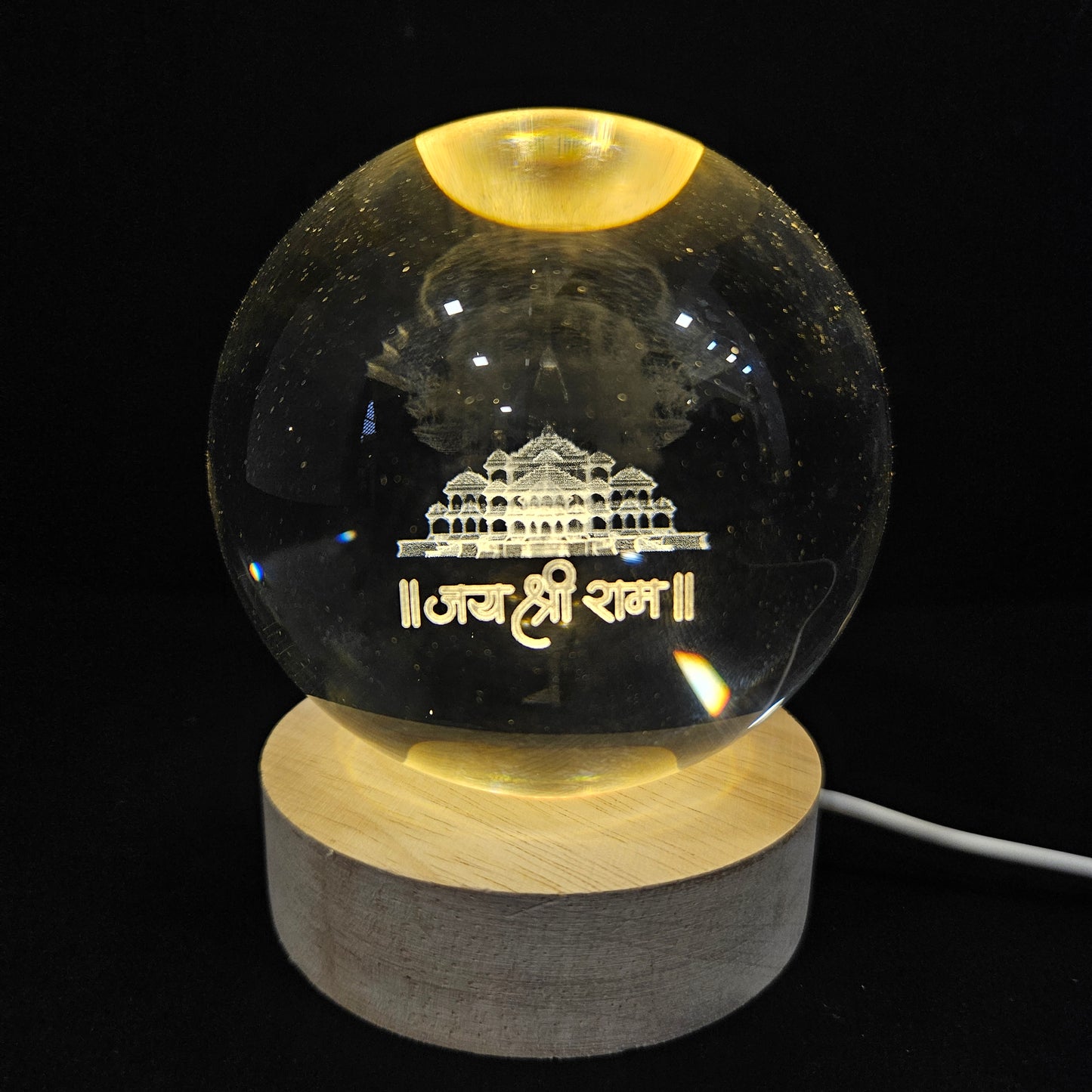 Crystal Ball Night Lamp, Solar System Light, USB Table Colorful Wooden Crystal for Home, Office, Birthday Gift