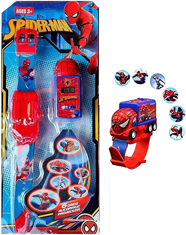 Super Action Figure Caption a Shield Hero of amrica| Truck Car Shaped Pull Back 6 Images Projector Toy Wrist Watceh for Kids| Different Images Projection with Detachable Moving Truck Toy Watch