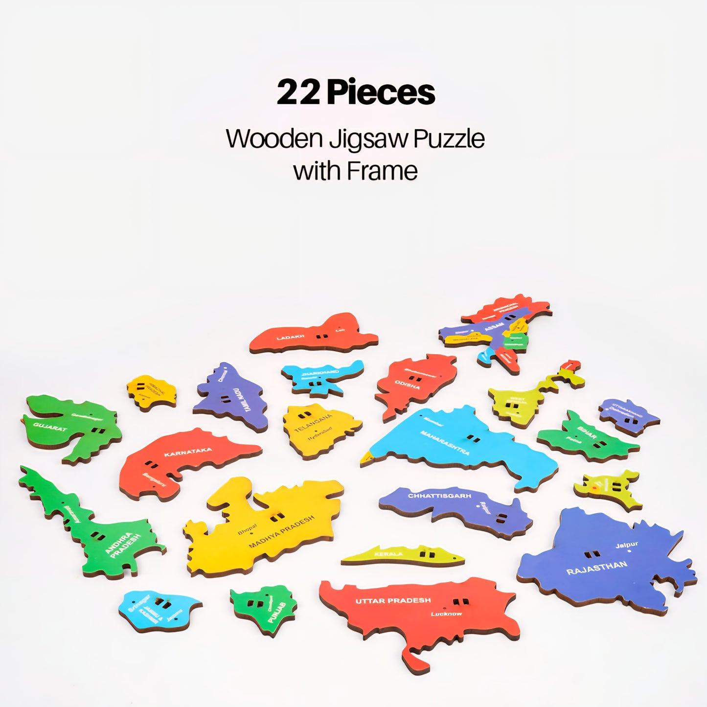 Ratnas Wooden India Mapography puzzle 22 pieces wooden jigsaw puzzle with frame