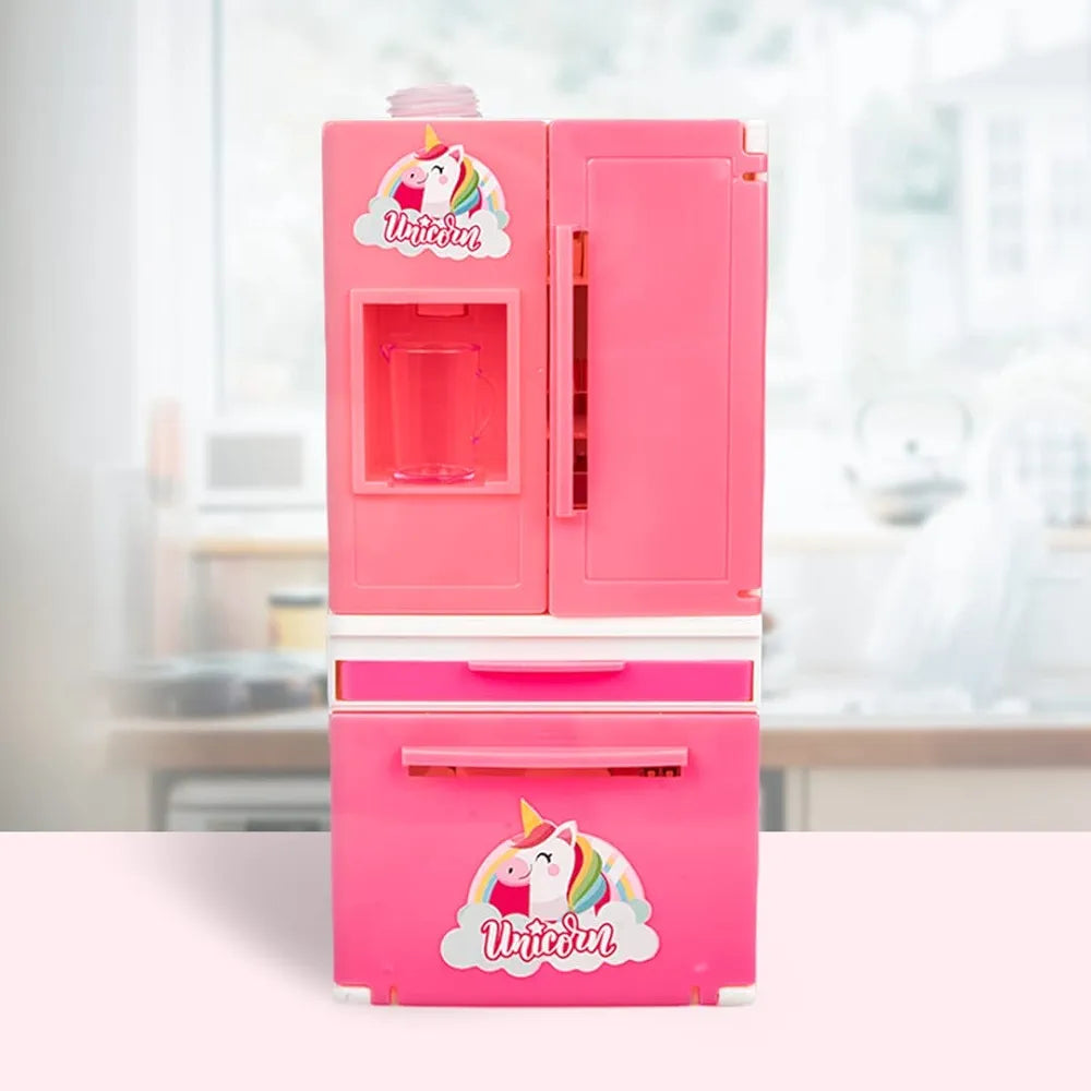 Double Door Plastic Miniature Role Play Refrigerator with Working Water Dispenser