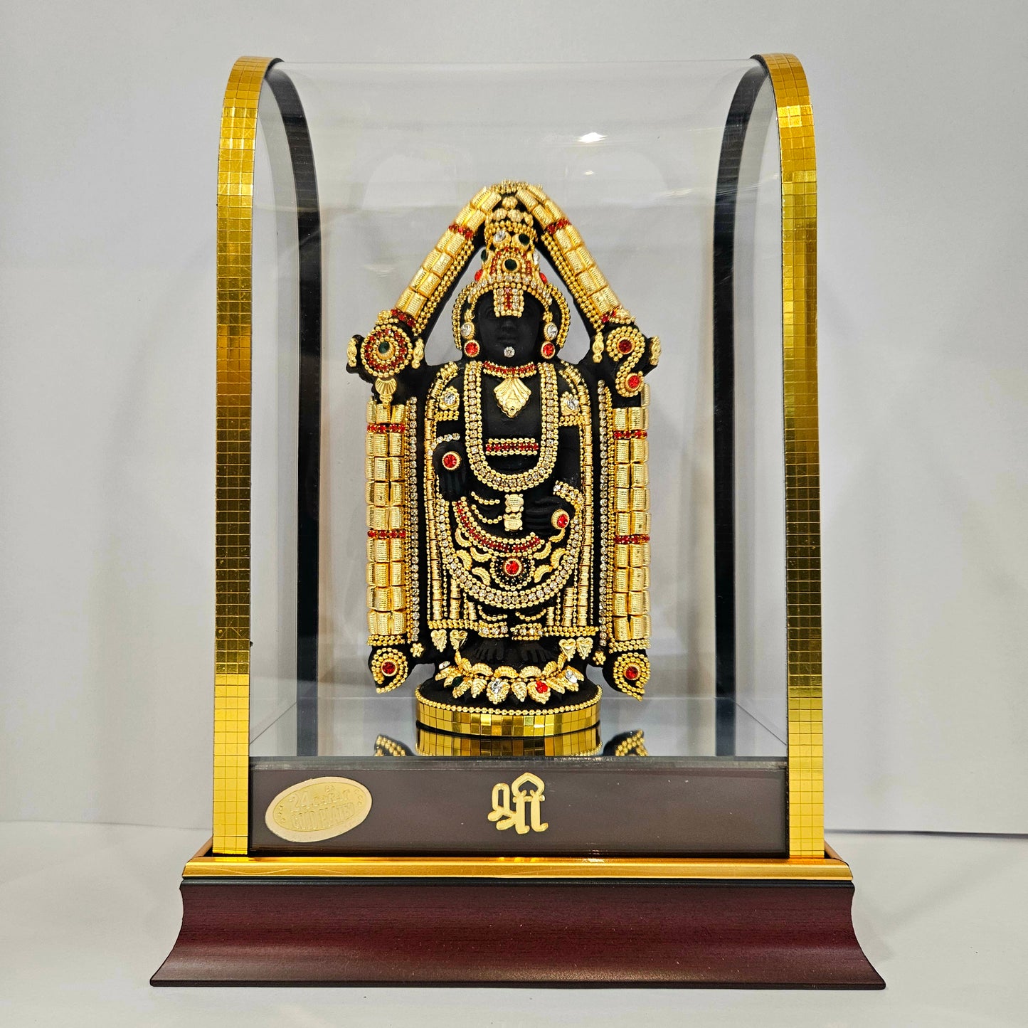 Imported 24carat Gold Plated Cabin Idol with stones Decorated of Lord Balaji for Puja Room Or Home Decor
