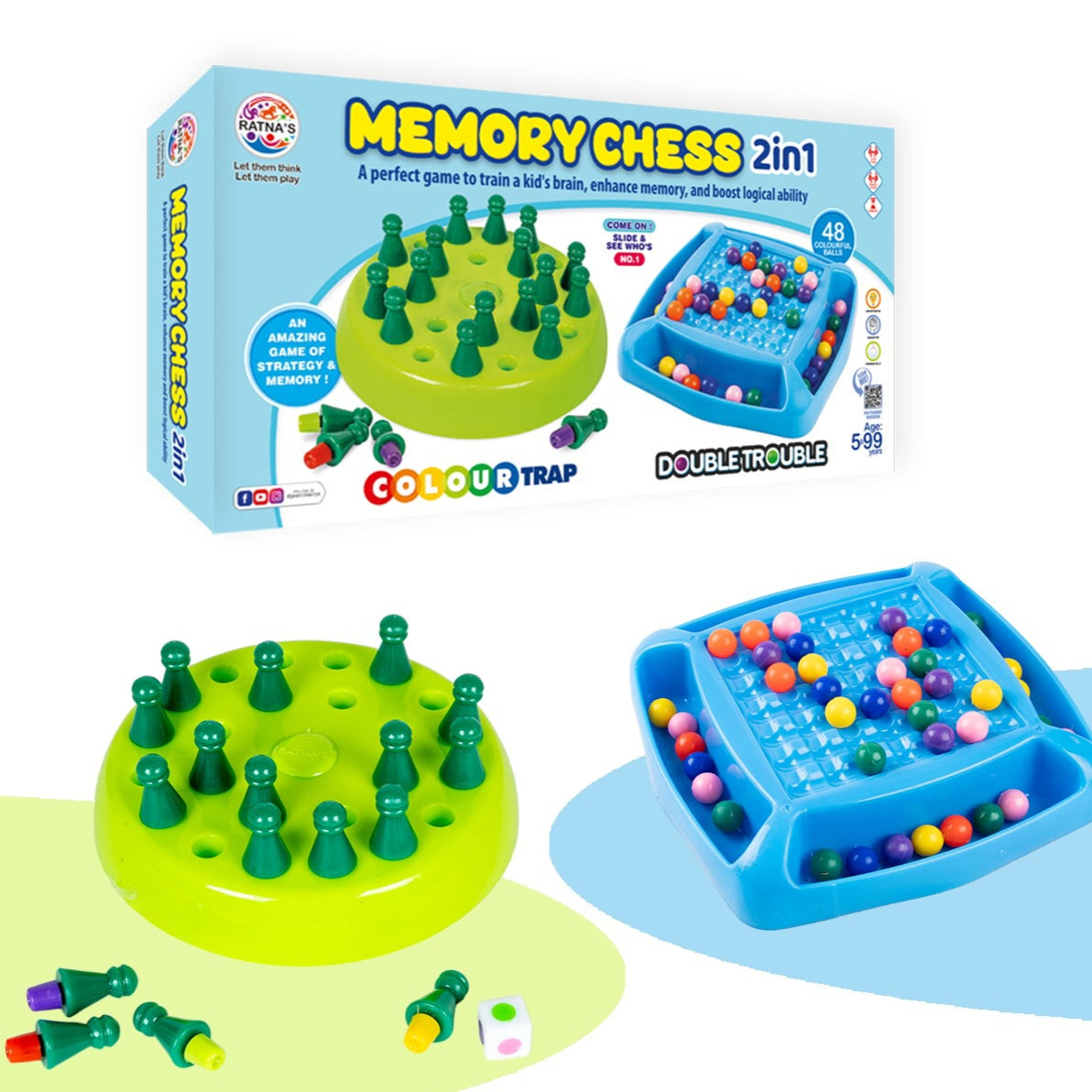 Ratna's Memory chess 2in1 a perfect game to train a kids Brain to enhance Memory & boost Logical ability