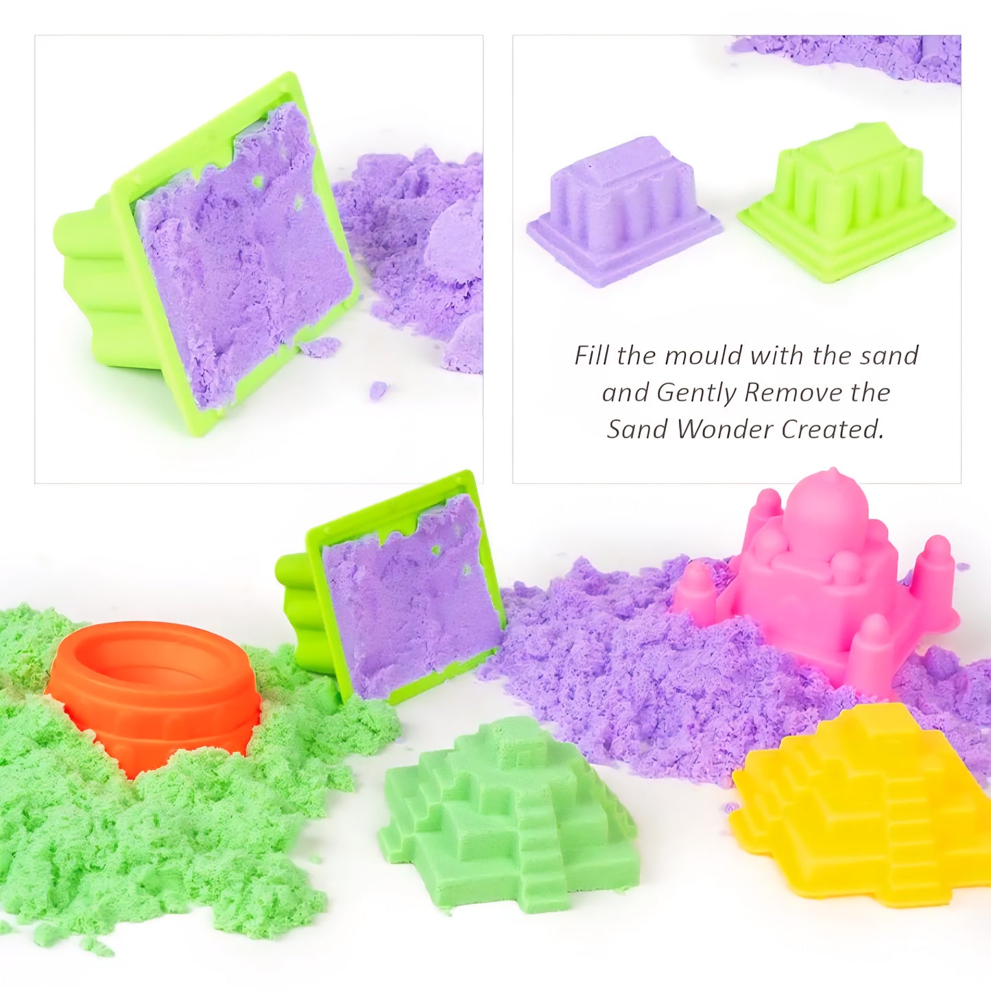 Creative Sand Wonders 500g with Big Moulds for Indoor Beach Fun Kinetic Sand Smooth and Non Sticky for Kids