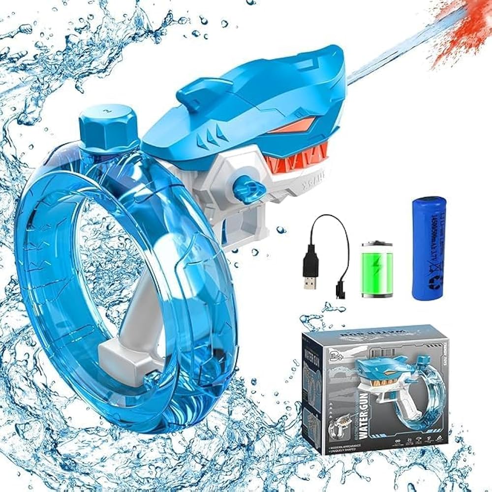 Shark Electric Water Gun – Powerful Automatic Squirt Gun for Kids & Adults | Continuous Firing Water Blaster for Holi, Summer, Beach & Pool Fun Long-Range Water Gun Toy for Boys & Girls