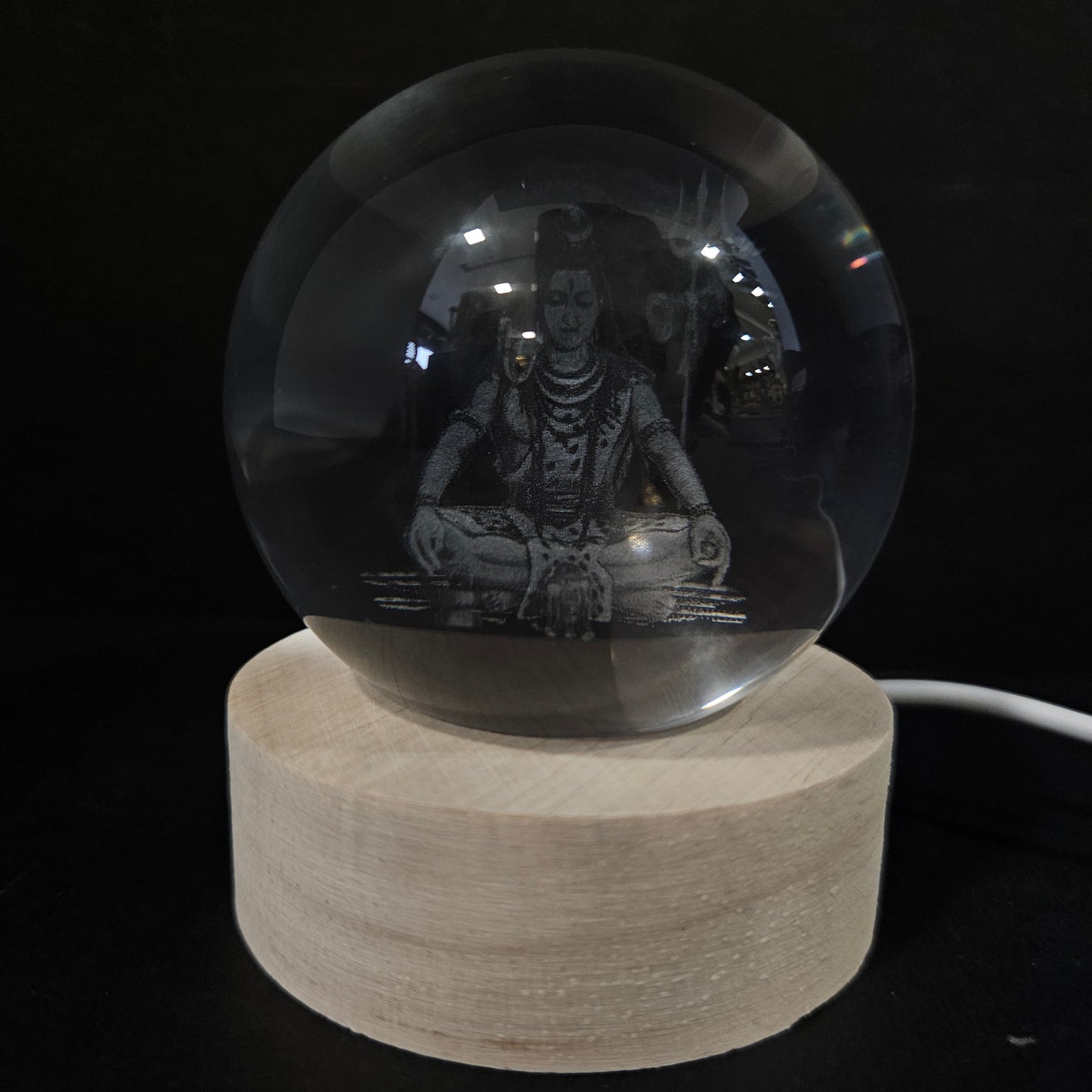 Crystal Ball Night Lamp, Solar System Light, USB Table Colorful Wooden Crystal for Home, Office, Birthday Gift