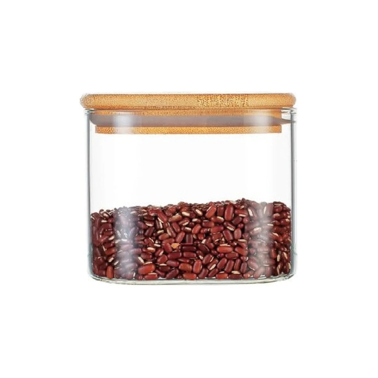 500 ML Borosilicate Glass Jars with Silcone Seal Airtight Bamboo Lids Tea Container Clear Kitchen Storage Jar with Bamboo Shelf Kitchen Canister Set, 1 Pieces, Clear
