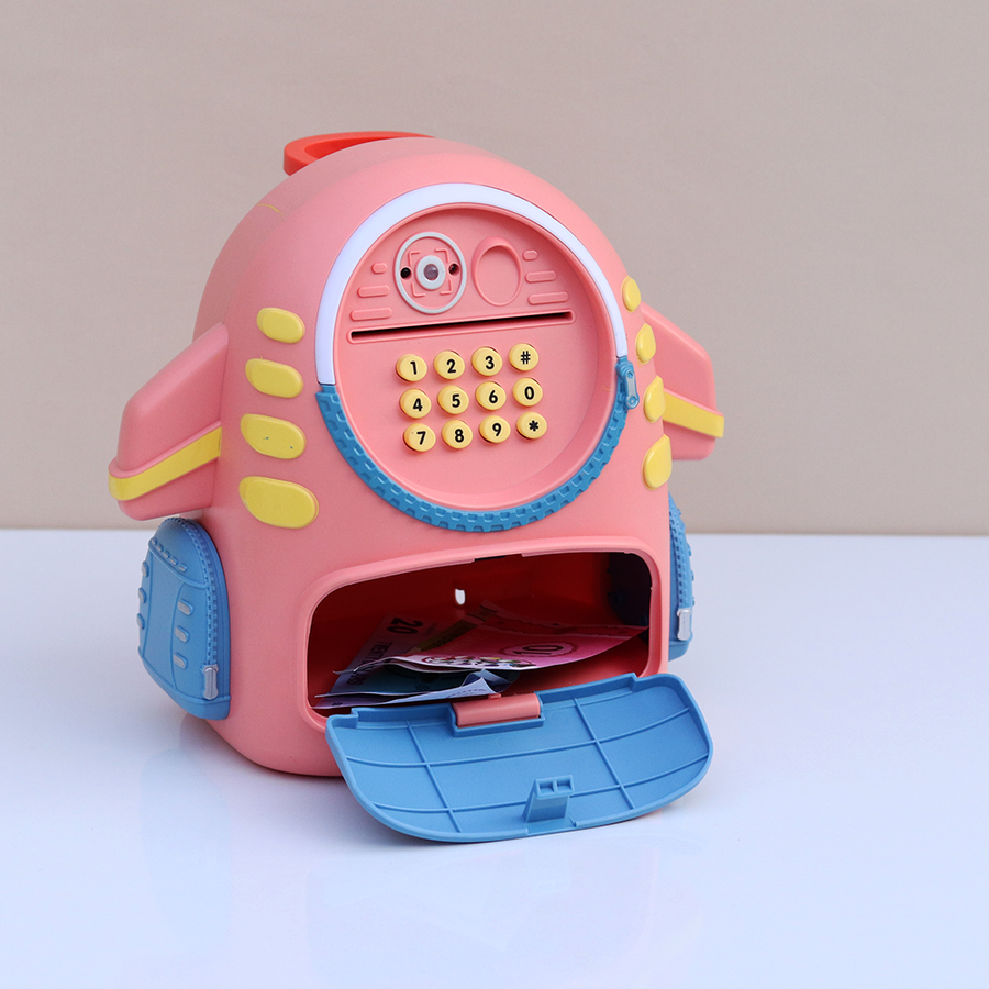 Aerospace Electronic space Piggy Bank for Kids with Password Protection Intelligent Analog Induction and Fingerprint Recognition Cash Coin Piggy Bank Toy