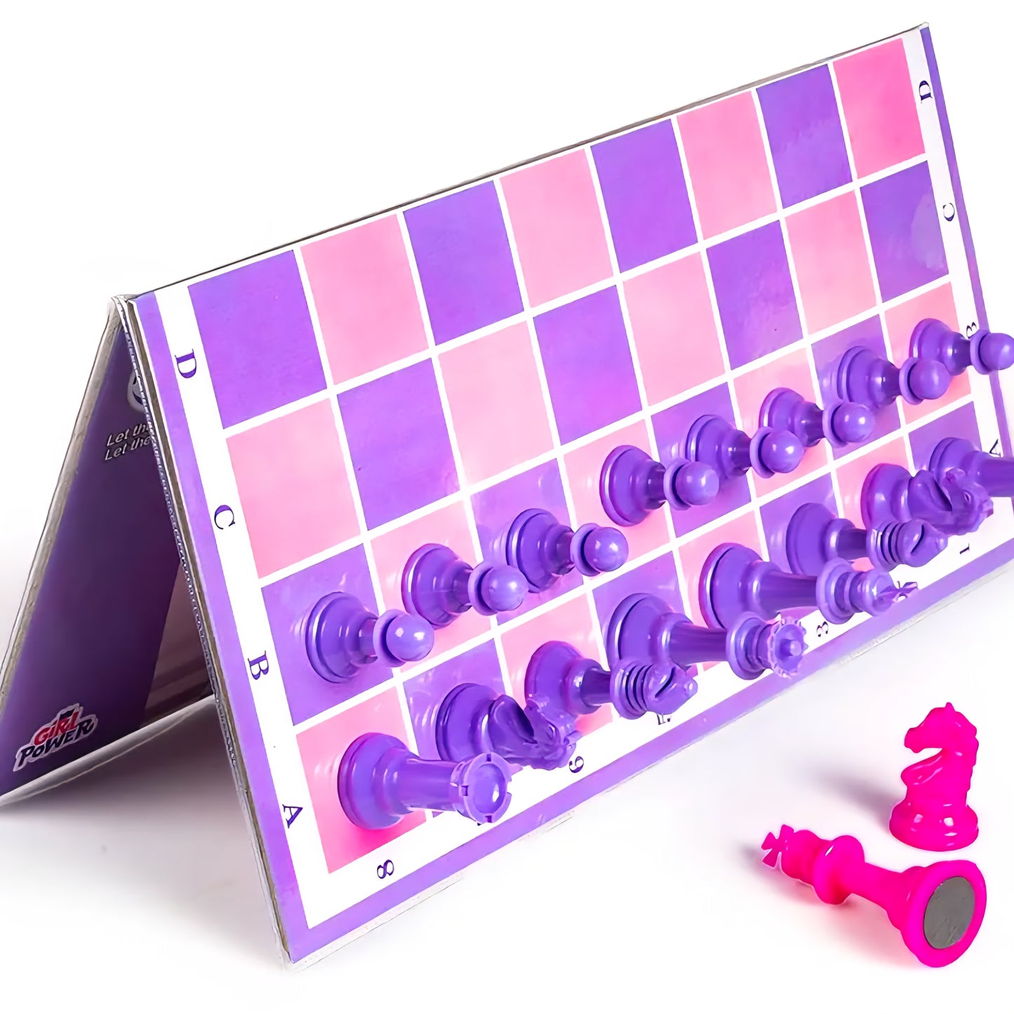 Ratna's Unicorn Magnetic Chess Senior Foldable Magnetic Chess Board Set with Magnetic Pieces for Kids and Adults Pink & Purple Board