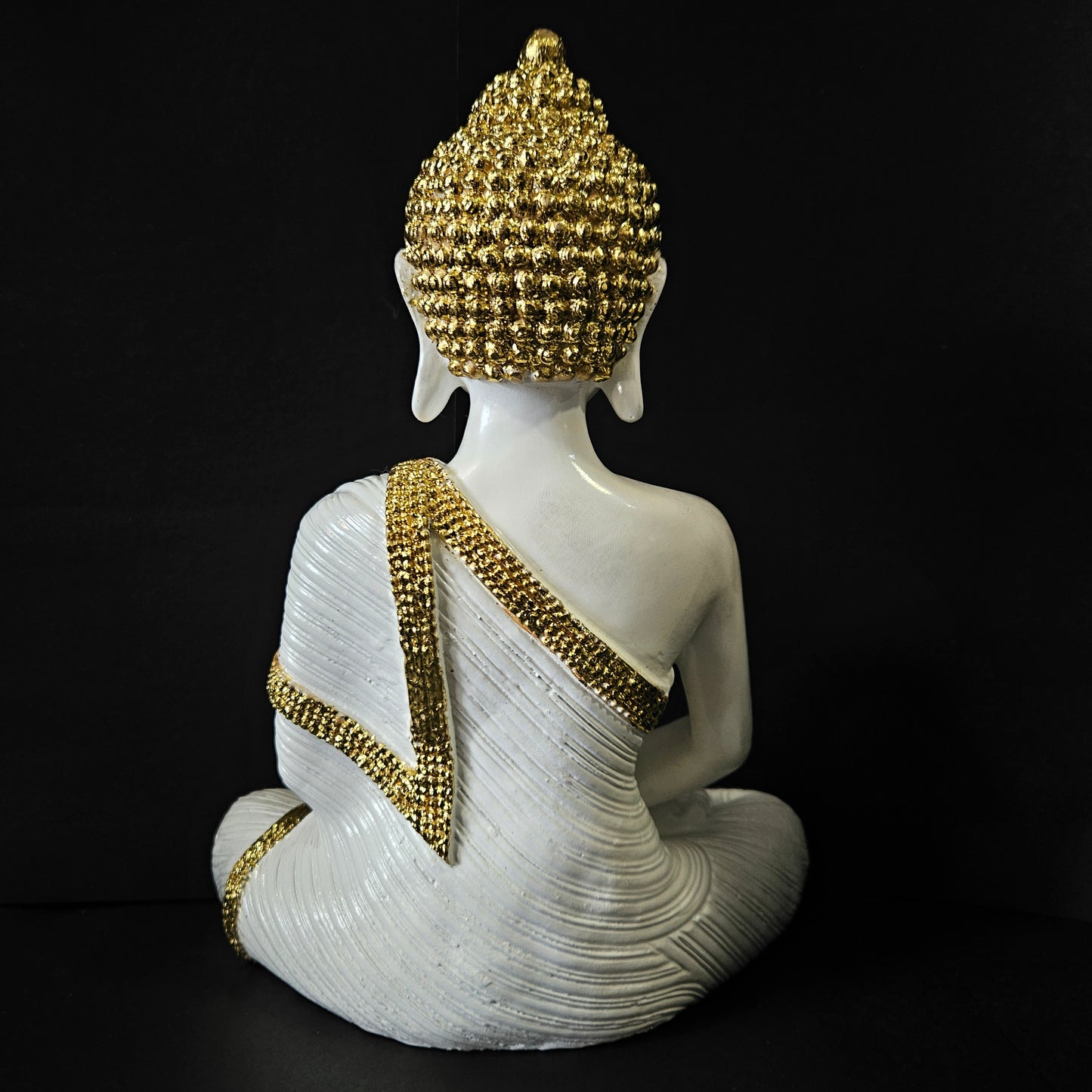 Buddha Statue showpiece Figurine Home Decor budddha Idol in Off White and Gold