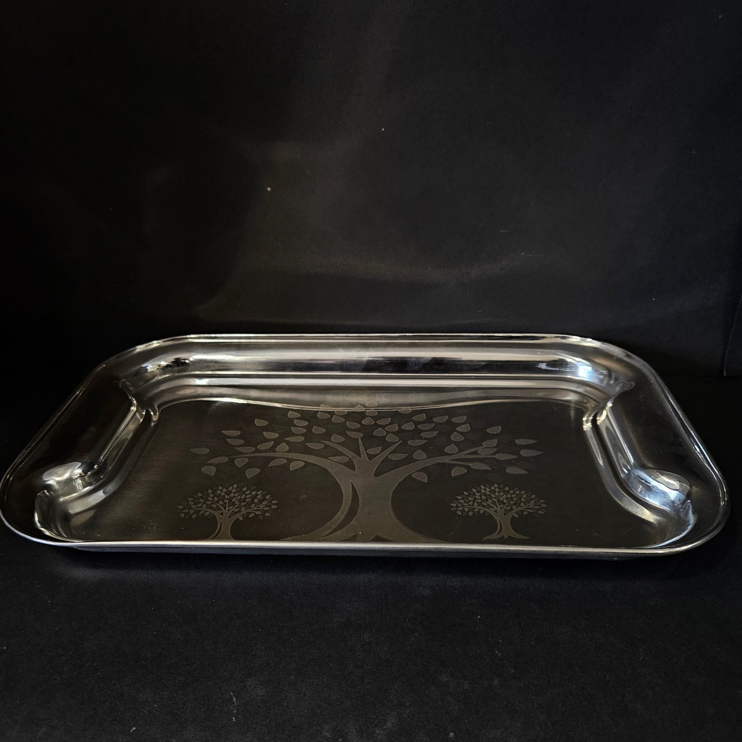 Three tree designed stainless Steel rectangular serving tray perfect for Return gifting purpose