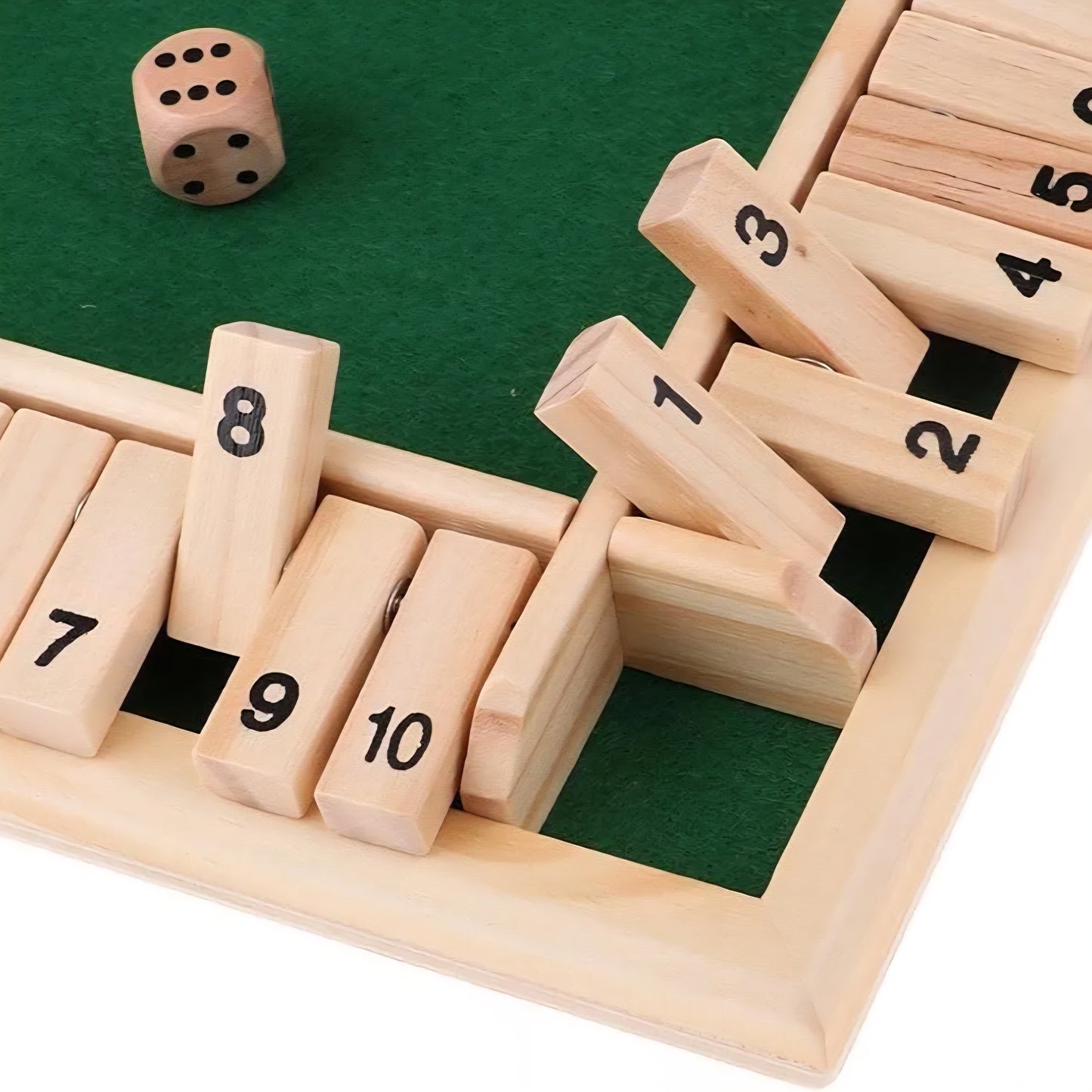 Wooden Shut The Box Dice Game, Classic Family Board Game, 4 Players