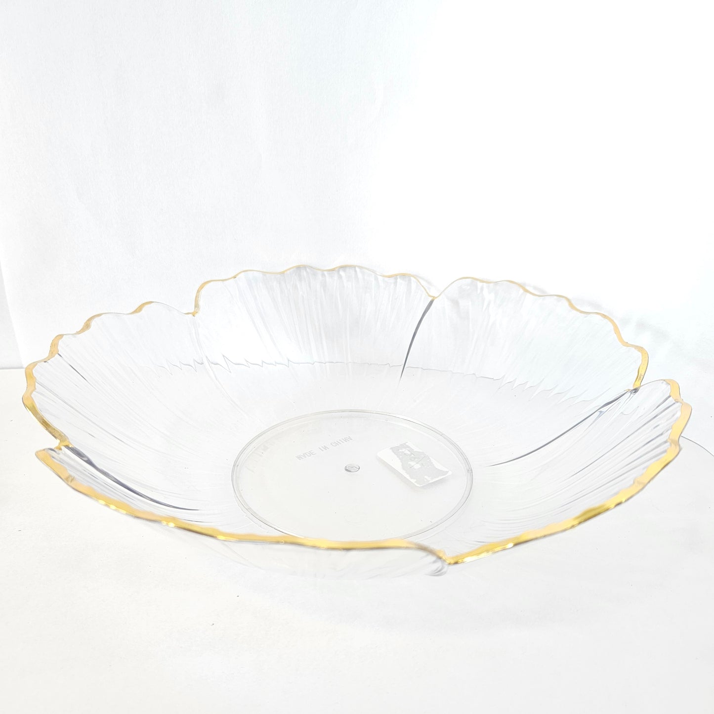 Flower Shaped designer plate,Crystal Clear transparent Appetizer Plates Snack Fruit with Golden Edges