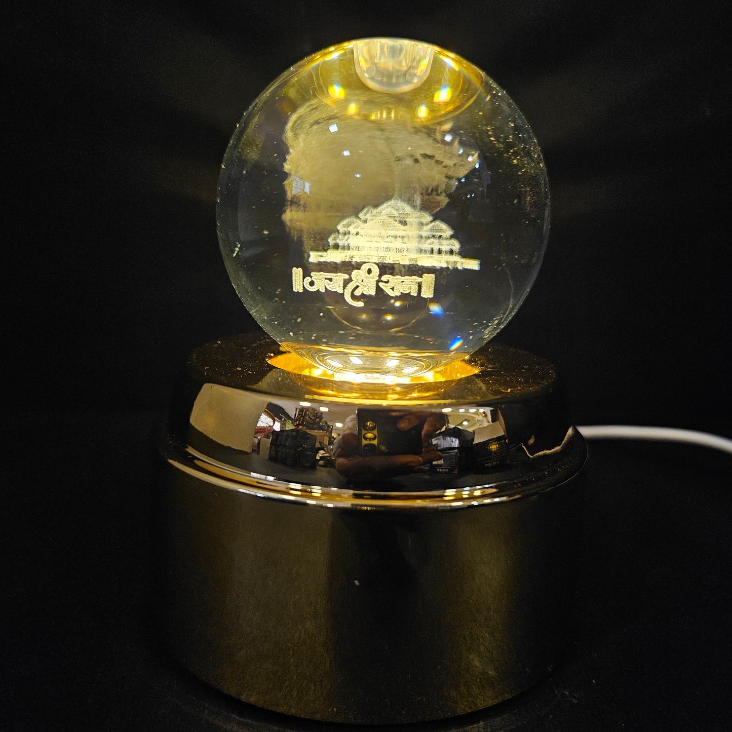 Crystal Ball Night Lamp, Solar System Light, USB Table Colorful Wooden Crystal for Home, Office, Birthday Gift