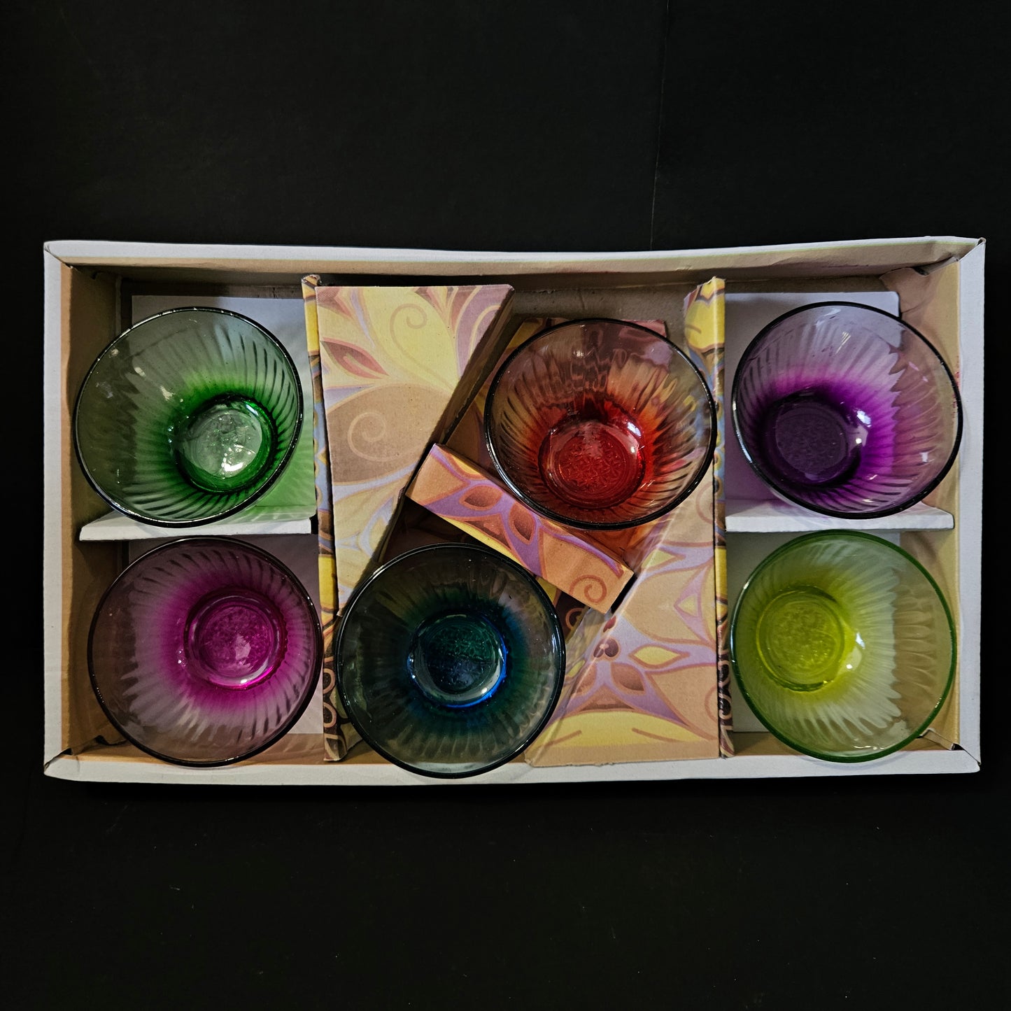 Freshy Badhai 6 pieces set glass bowl with multiple colours perfect for Return gifting purpose