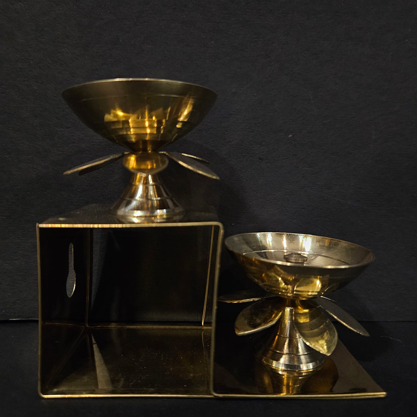 Delights Steps Brass Deepa Stand for Puja & Gifting