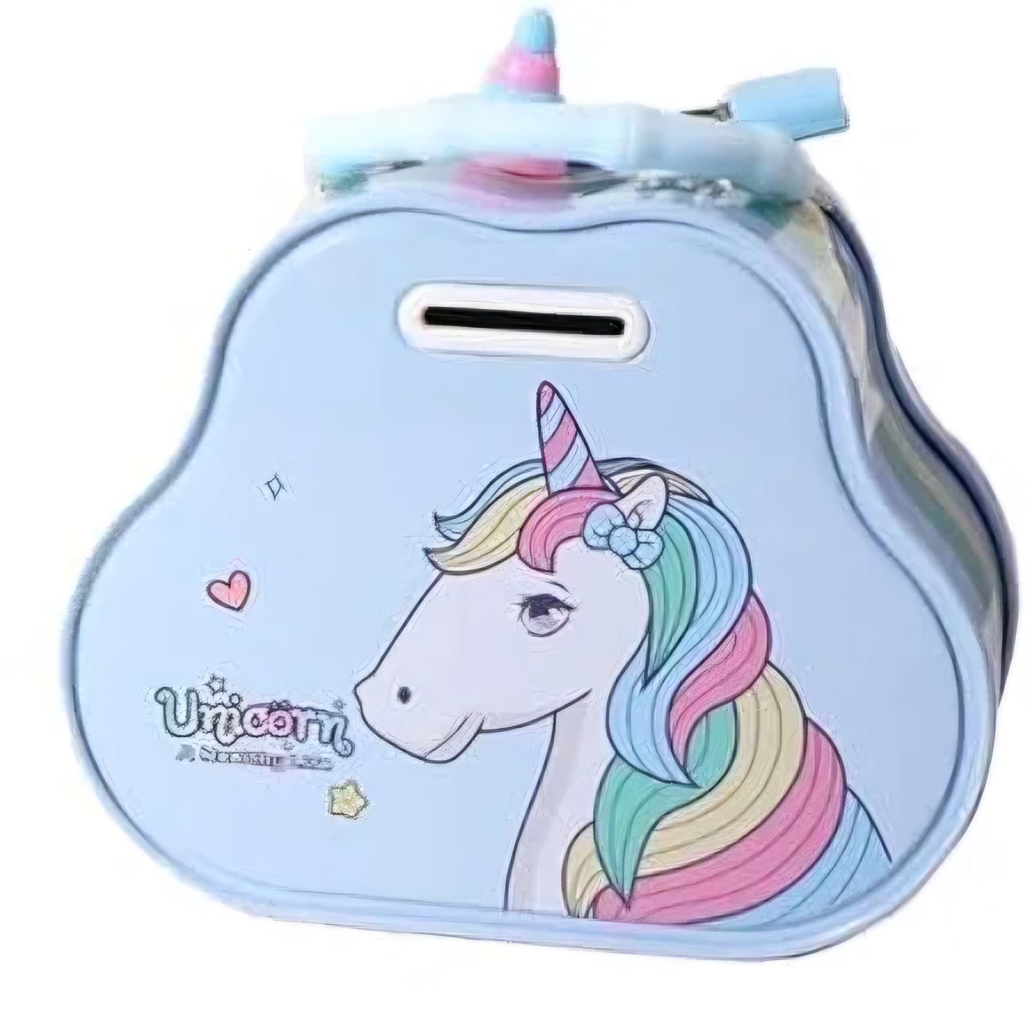 Unicorn Themed metal money bank with key locker