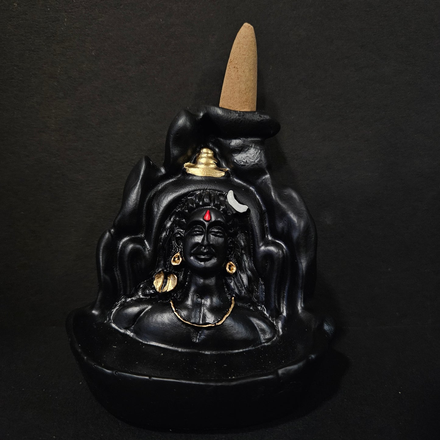 Lord Adiyogi Shiva Statue with Incense Folder, Mahadev Murti for Mandir, Home/Office Decor