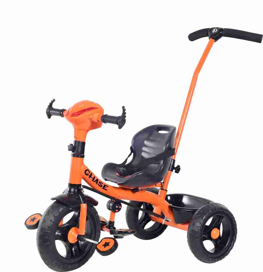 Dash star chase star baby tricycle with parental control handle for movement,cushion seat for comfortable experience
