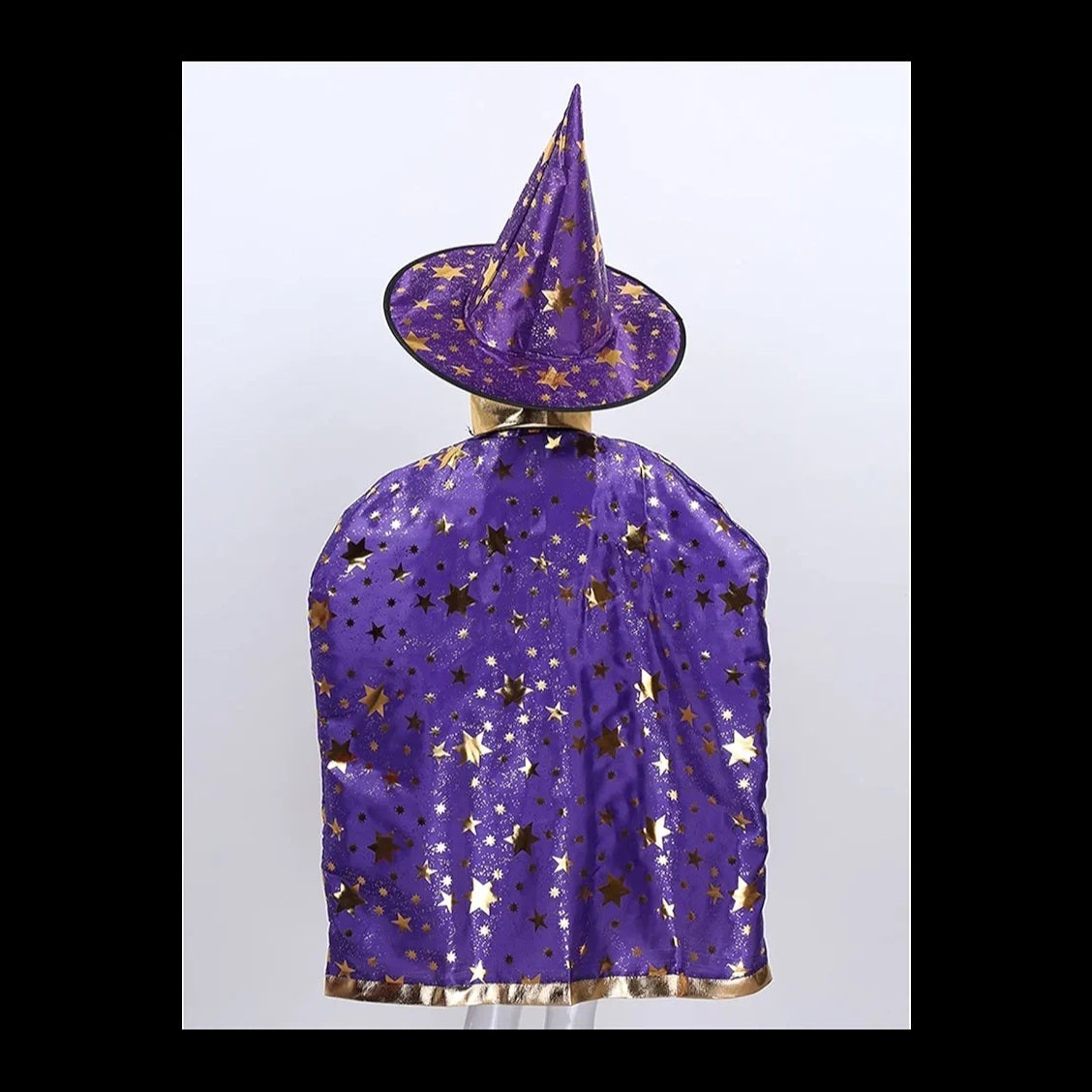 Hooded Cloak Pointed Hat Set Anime Cosplay Party Star Pattern Girls Boys Magic Outfit Cape