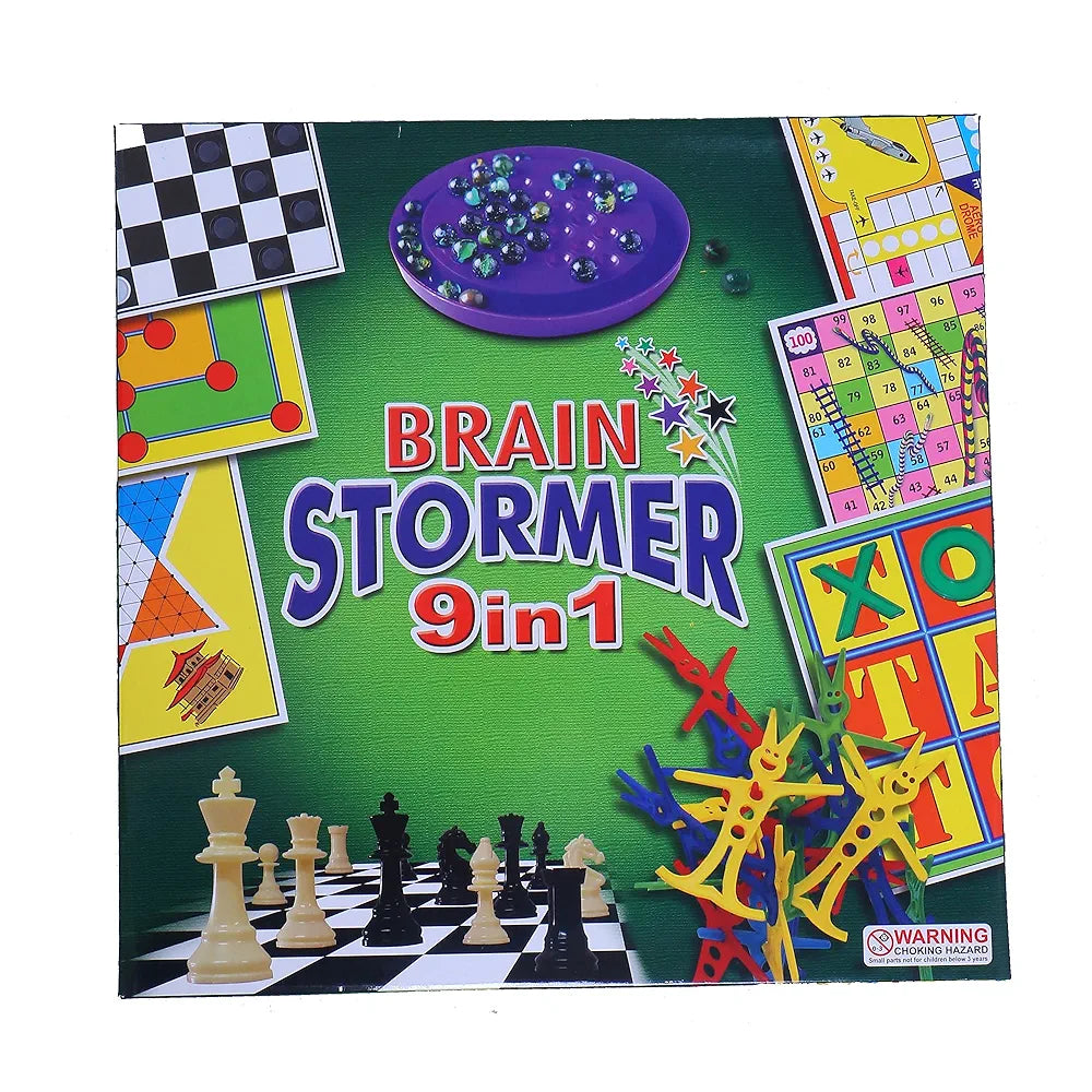 Brain Stormer 9 in 1 | A Complete Entertainment Board Games | Fun for The Whole Family & Friends to Play Party & Fun Games Board Game for Kids |Brain Games for Kids