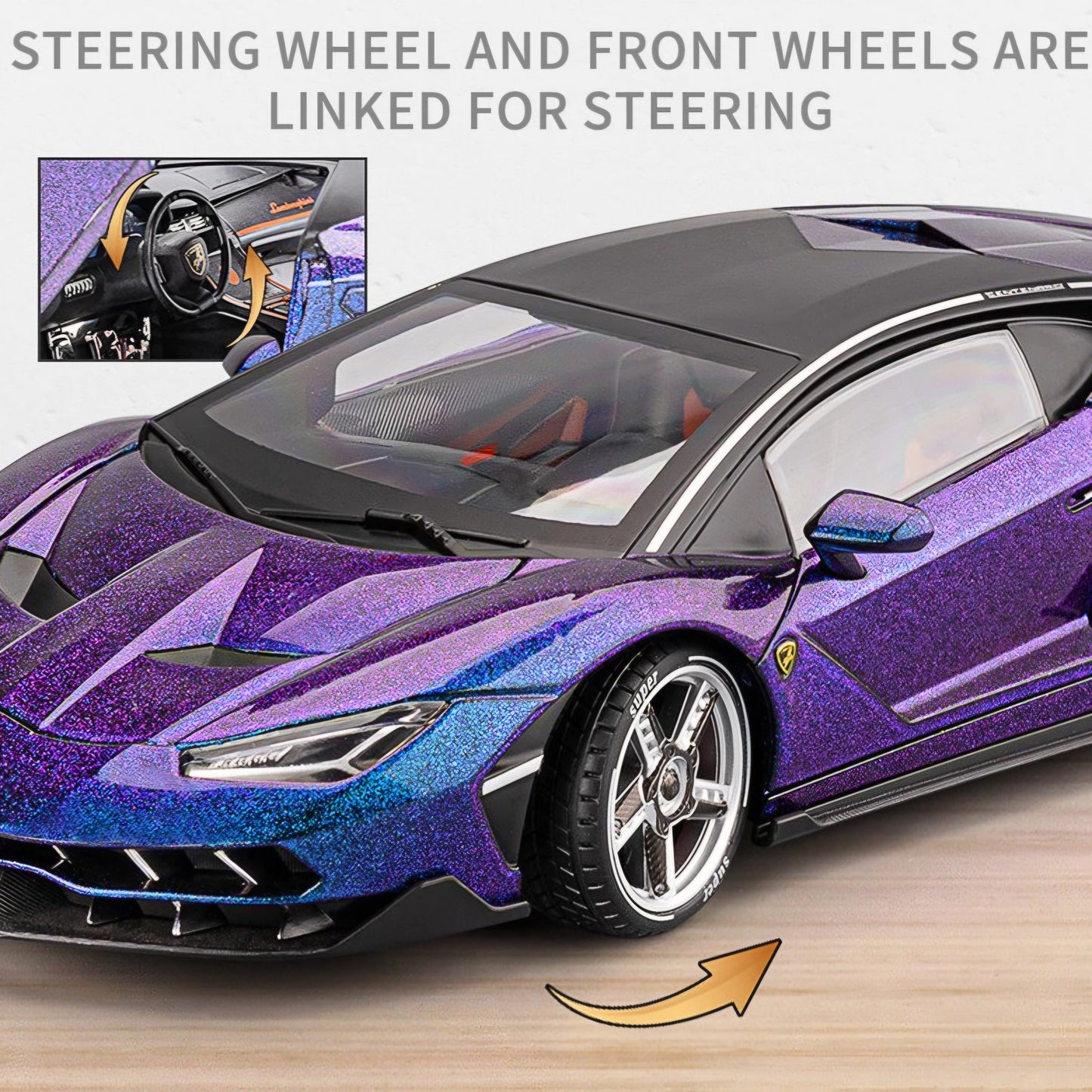 Lamborghini alloy sports car simulation trendy ornament light rebound model Diecast Metal Car