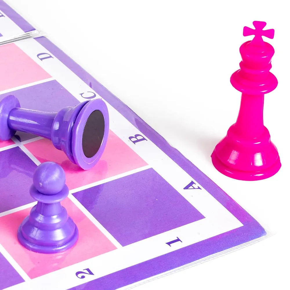 Ratna's Unicorn Magnetic Chess Senior Foldable Magnetic Chess Board Set with Magnetic Pieces for Kids and Adults Pink & Purple Board