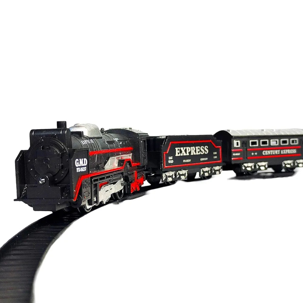 Black Colour Toy Train for Kids |19 pcs Plastic Train Set | Battery Operated Train Engine Toy for Kids | High Speed Engine Train with Round Track