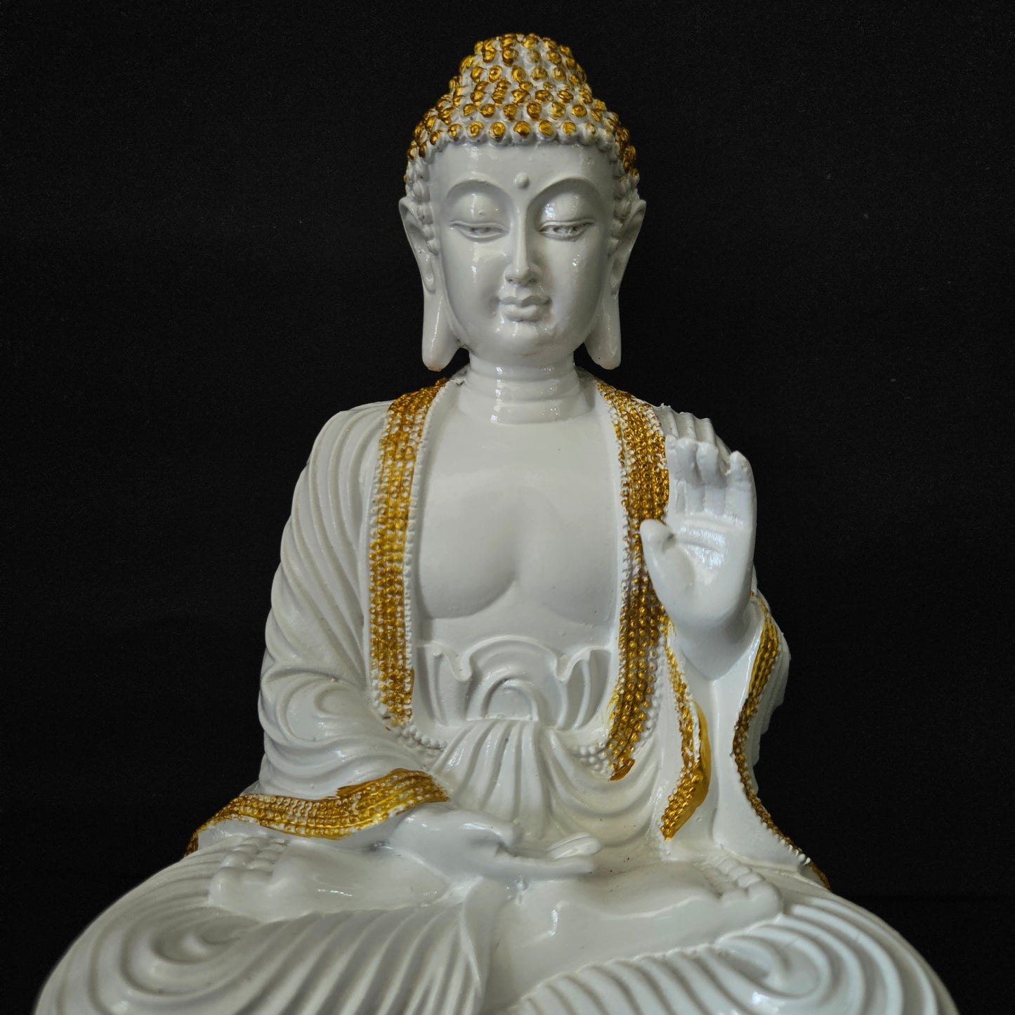 The Healing Spirit Blessing Buddha White & gold Statue for Home Decor