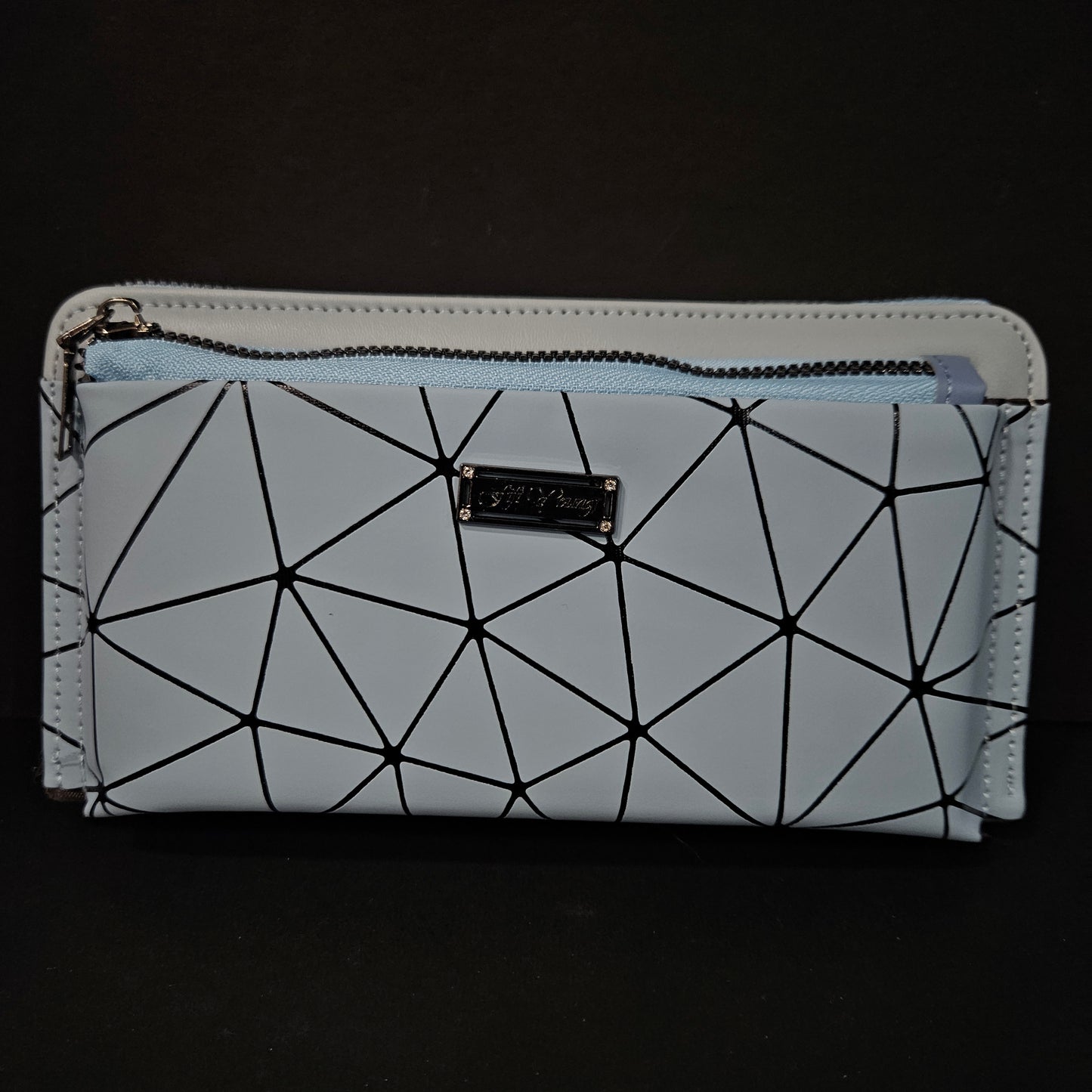 Leather Thin Slim Wallets for Women with Double Zipper