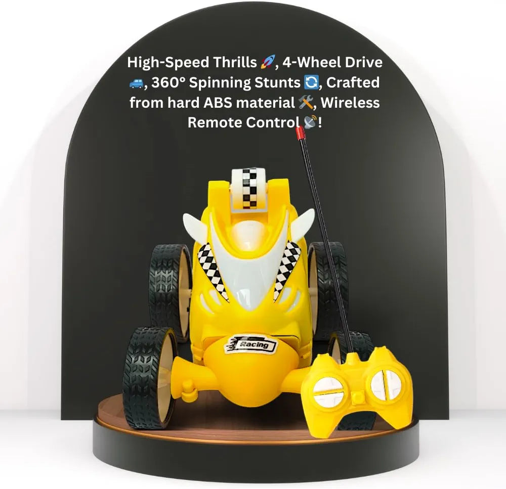 360-Degree Remote Controled Rechargeable Small Stunt Car with USB Charging Cable, 4 Wheel Drive, | High-Speed Action Vehicle for Kids