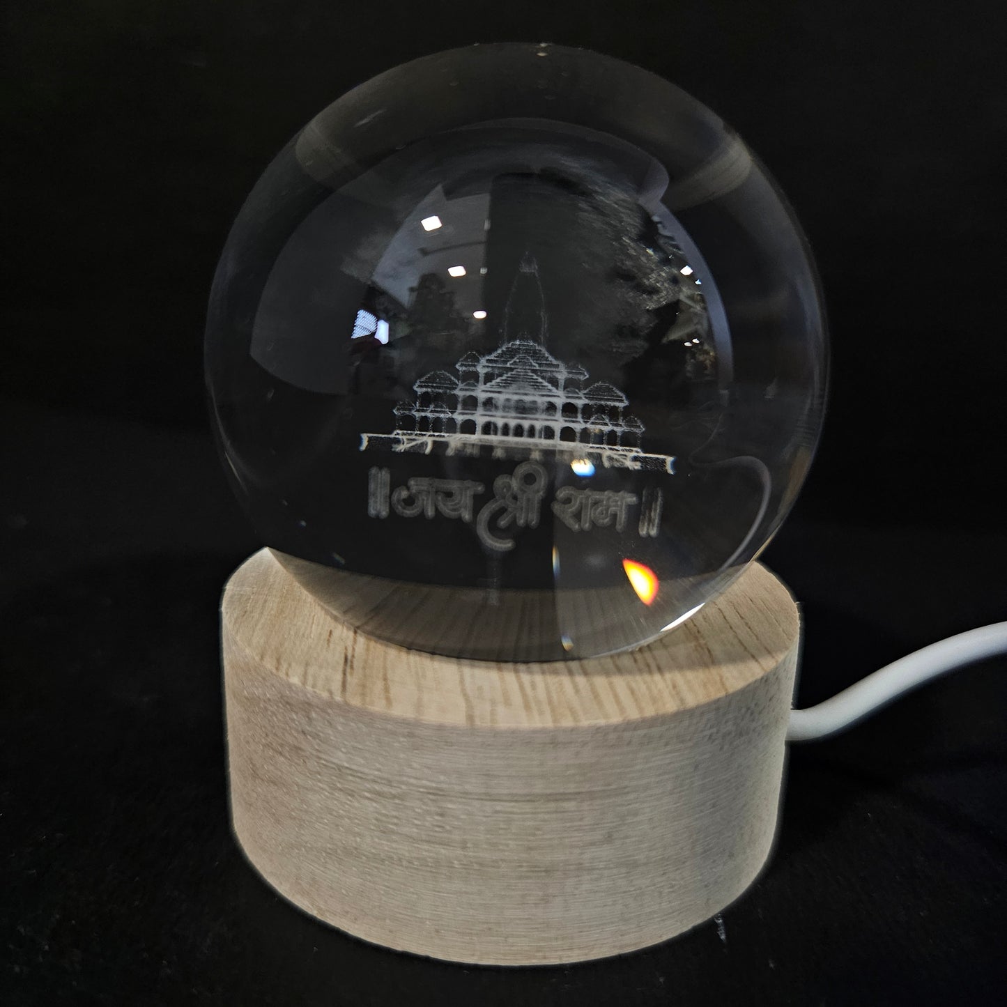 Crystal Ball Night Lamp, Solar System Light, USB Table Colorful Wooden Crystal for Home, Office, Birthday Gift
