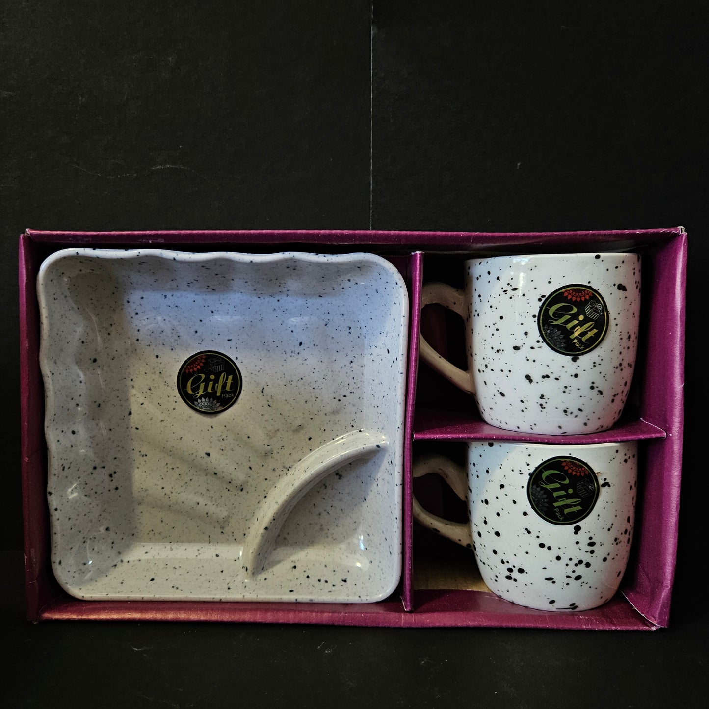 Kanch seasons cafe 2 pieces Ceramic cups & 1 serving tray with suace dip