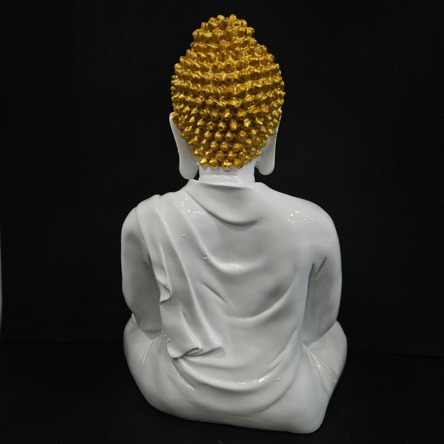 Buddha Statue for Home Decor Diwali Office Corporate Gift Meditation Showpiece Figurine White Gold