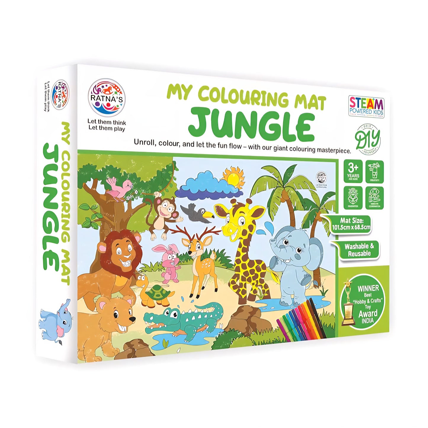 My Coloring Mat Jungle Printed Mat of Washable & Reusable Colouring Kit for Kids
