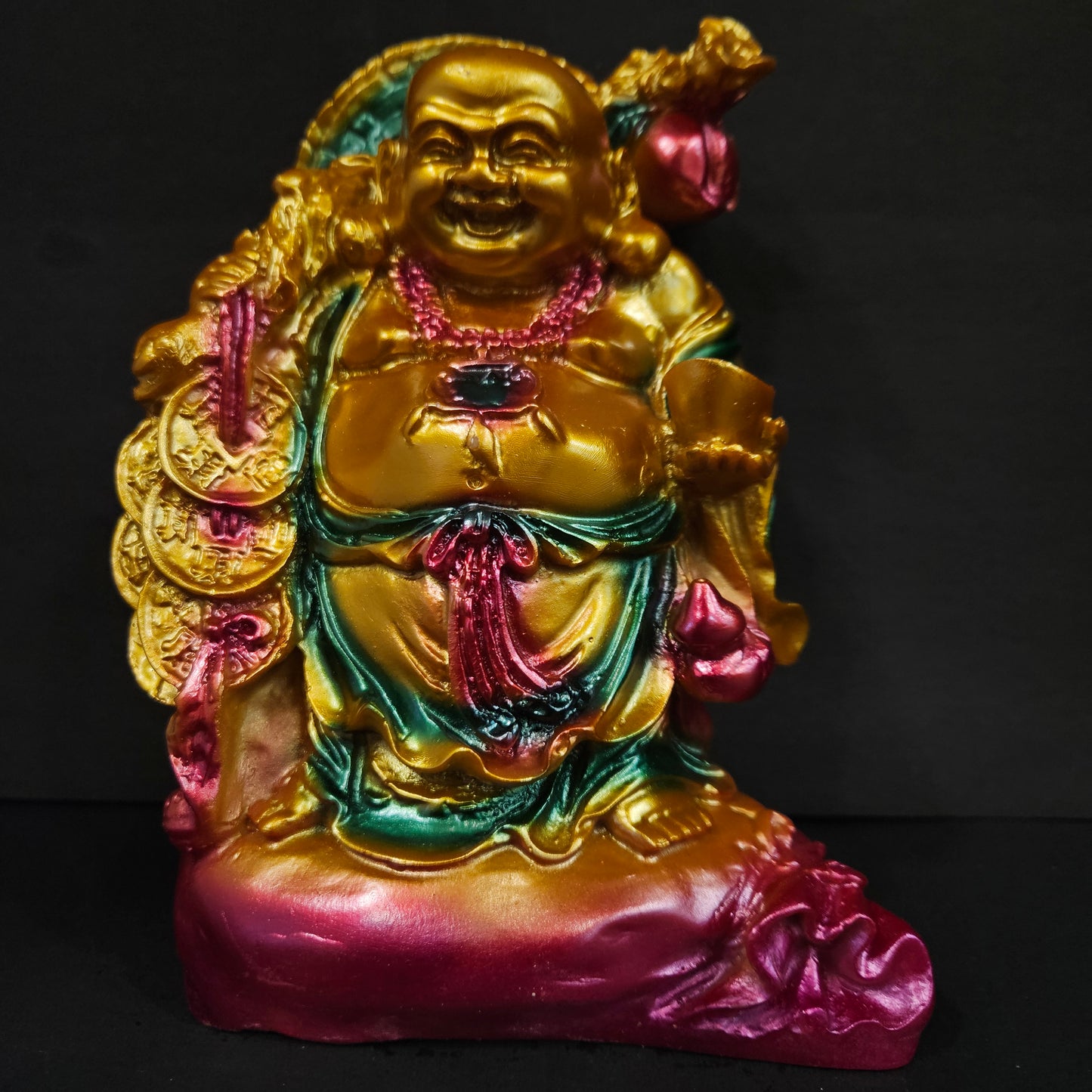 Laughing Buddha with Coins Bag Decorative Showpiece idol