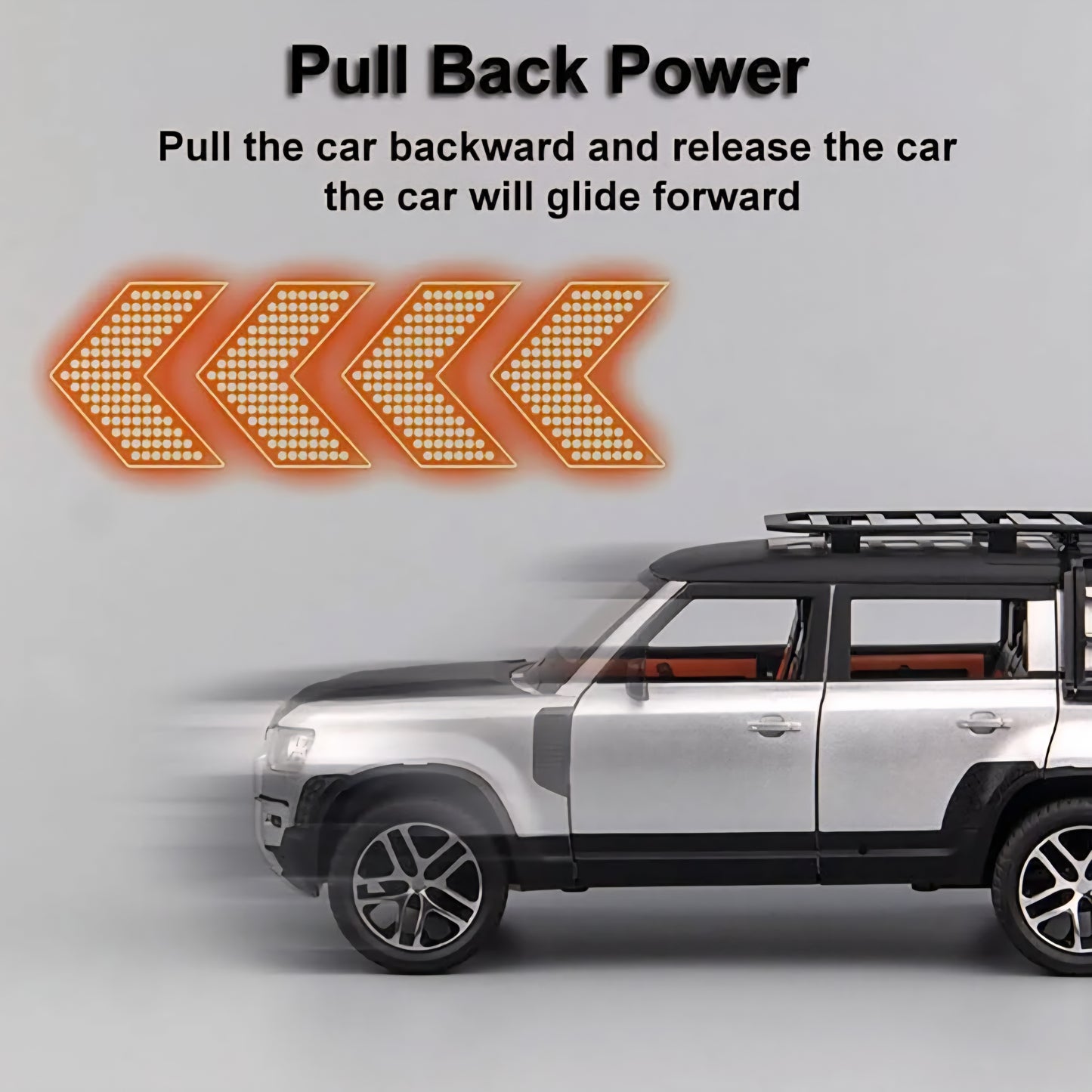 Defender Exclusive Alloy Metal Pull Back Die-cast Car Diecast Metal Pullback Toy car with Openable Doors & Light, Music Gifts for Kids
