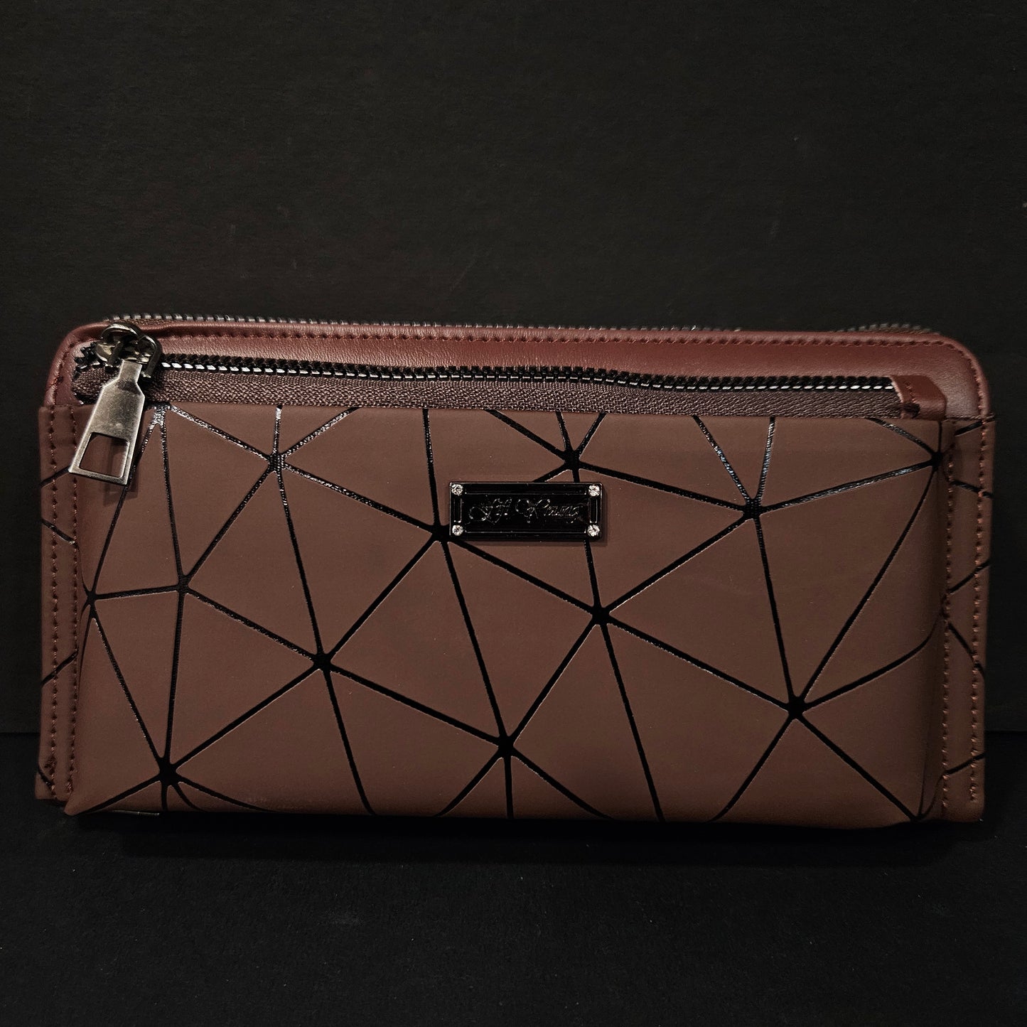 Leather Thin Slim Wallets for Women with Double Zipper