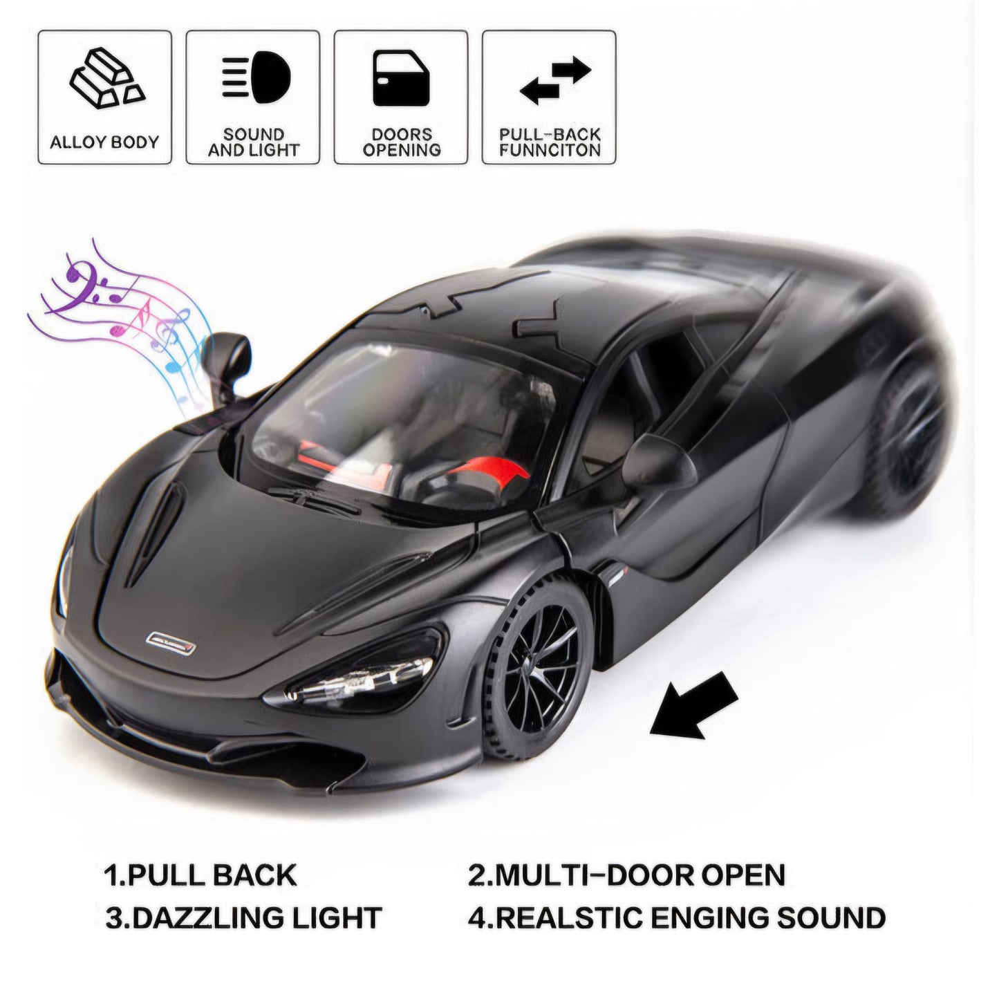 Die-Cast McLarenSimulation Sound &Light Pull Back