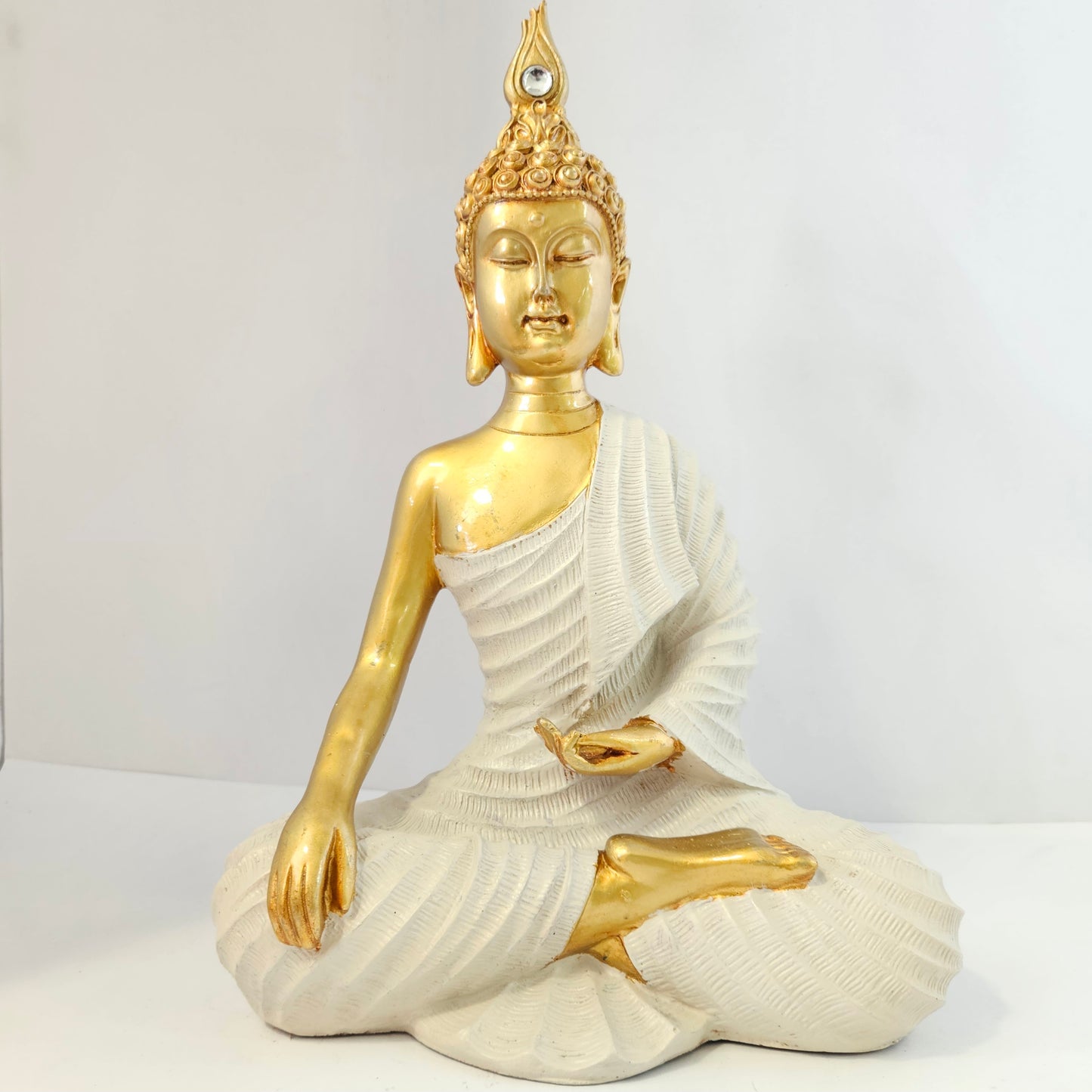 Sitting Buddha Statue Idol Buddha Figure Gold Foli Work Resin Made Light Weight Statue Perfect Home decor