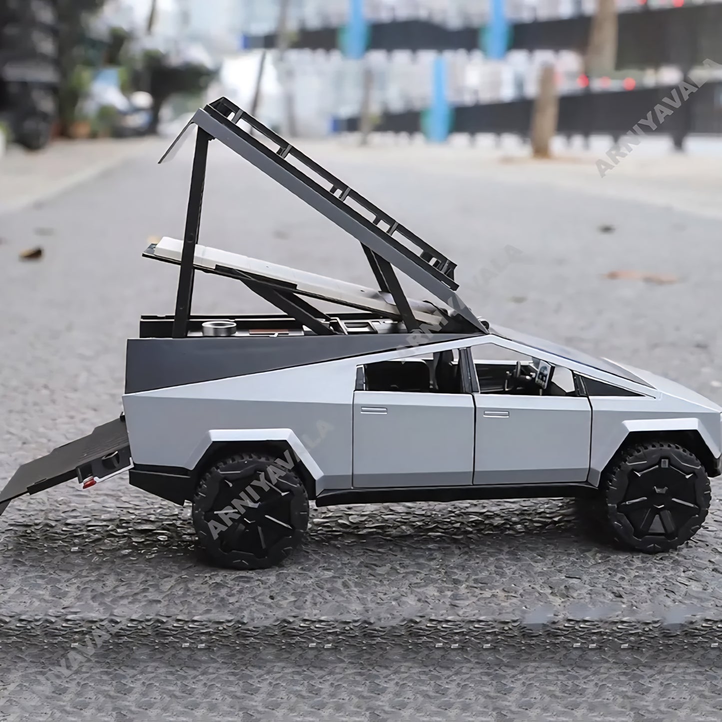 cybertruck Camping RV car Model Toys, Pickup Trailer Toy Pickup Truck Model with Sound and Light Function, Suitable Gifts, Decorations