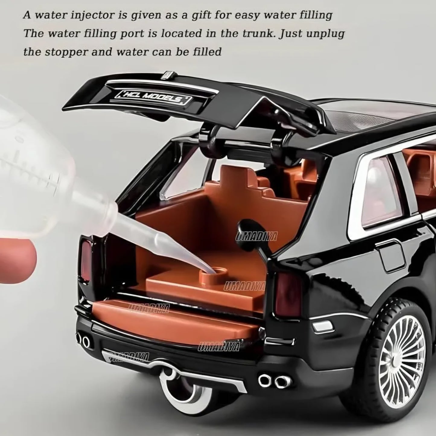 Rolls-Royce Cullinan Model Car 1:22 Scale with Smoke Fog & High Speed | 7 Functions | Metal Rechargeable Remote Control Car with Openable Doors, Spray Effect & Light for Kids
