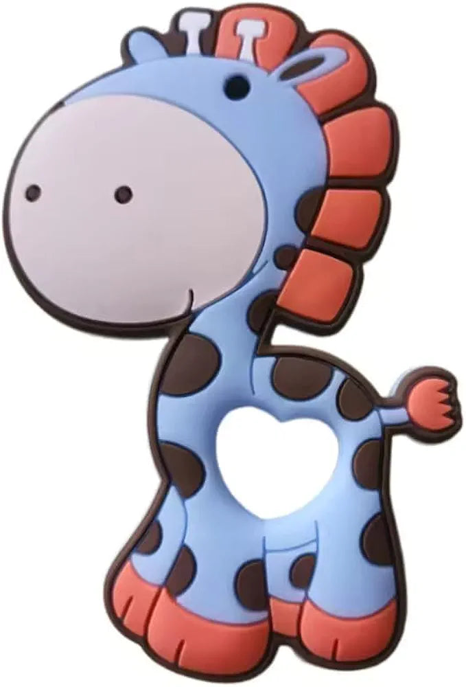 Baby Silicone Giraffe Shape Teether Soother Textured Toy Infant Teething Relief with Baby Silcone Fruit Vegetable Nibbler Soother Teether BPA Free