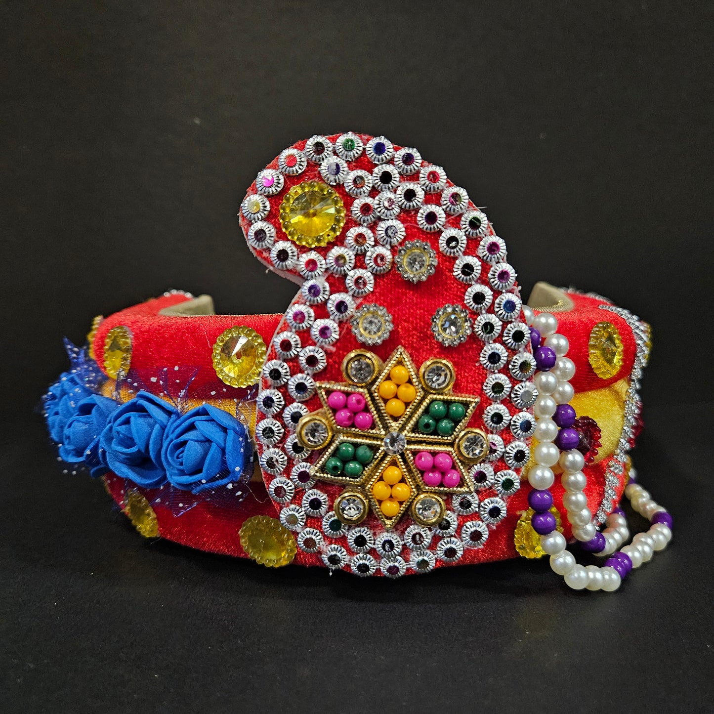 Crown with peacock feather With Stones