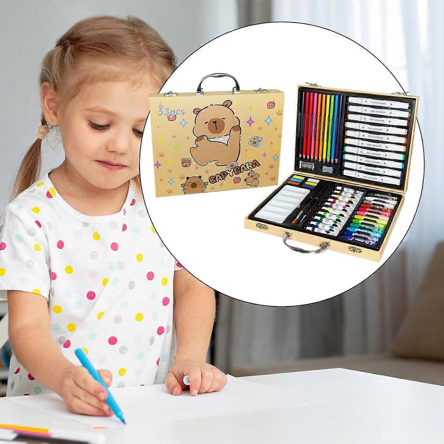 Watercolor Painting 53pcs Set Multifunctional Art Materials Learning Toy for Family Projects Creative Weekend Projects
