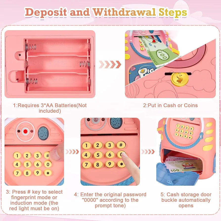 Aerospace Electronic space Piggy Bank for Kids with Password Protection Intelligent Analog Induction and Fingerprint Recognition Cash Coin Piggy Bank Toy