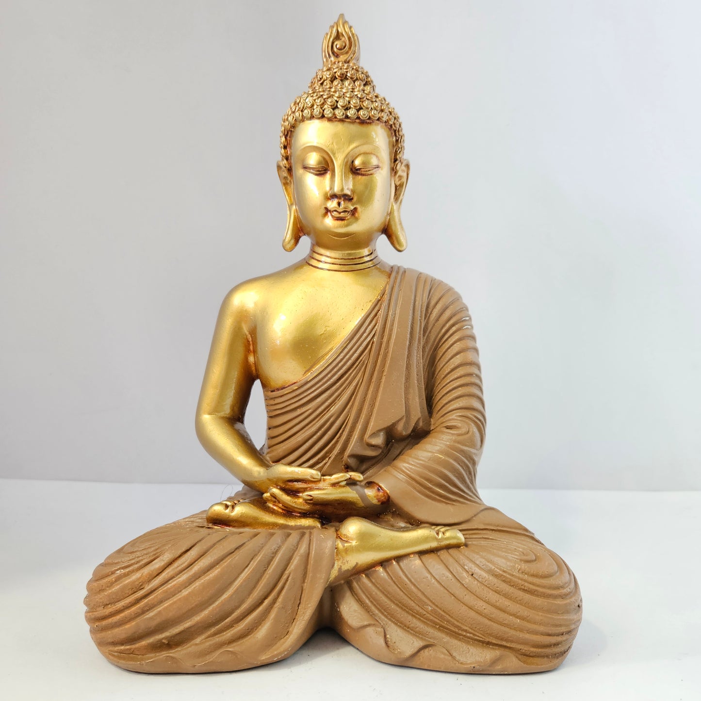 Sitting Buddha Statue Idol Buddha Figure Gold Foli Work Resin Made Light Weight Statue Perfect Home decor
